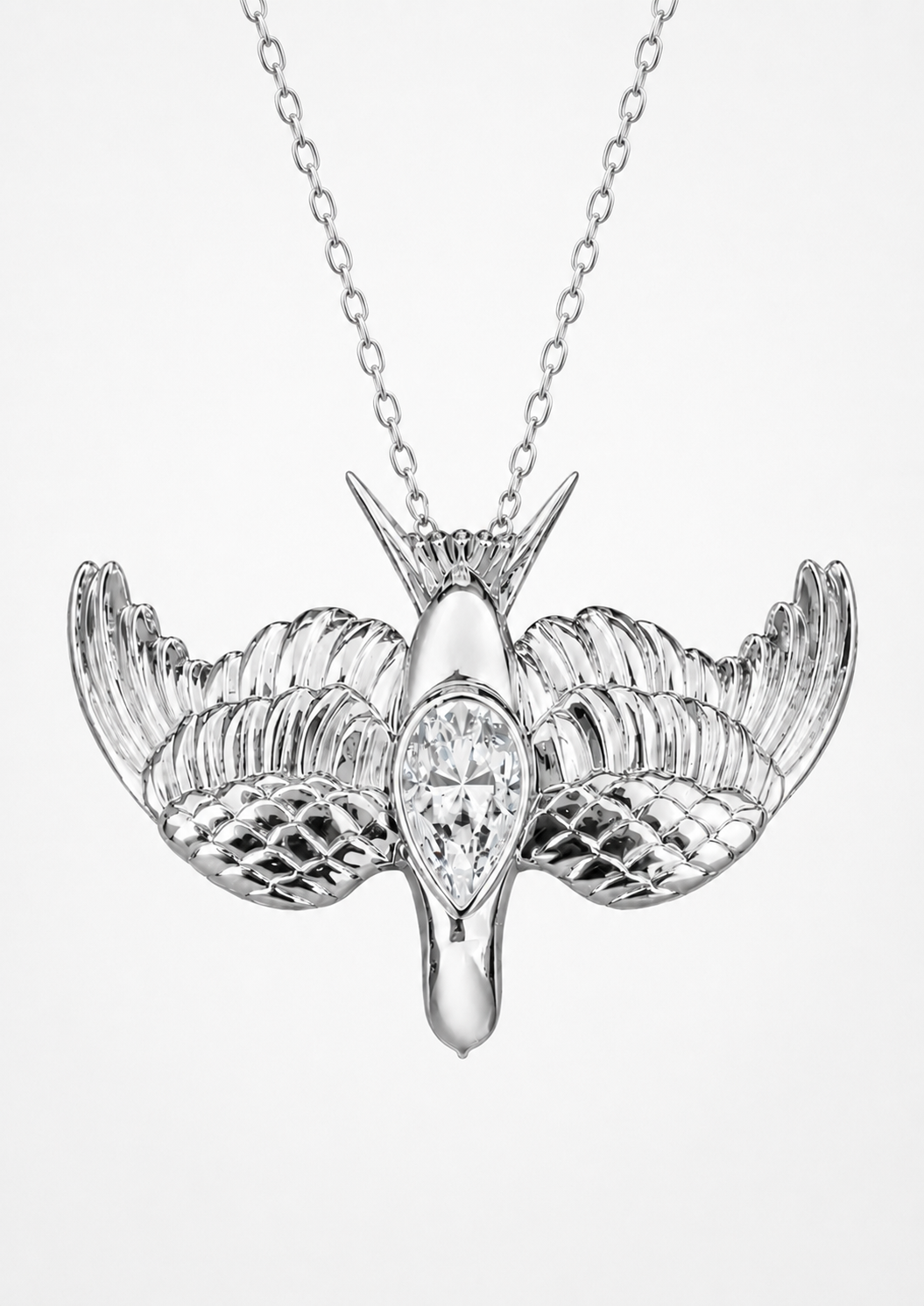 Large Swallow Diamond Drop Pendant Necklace