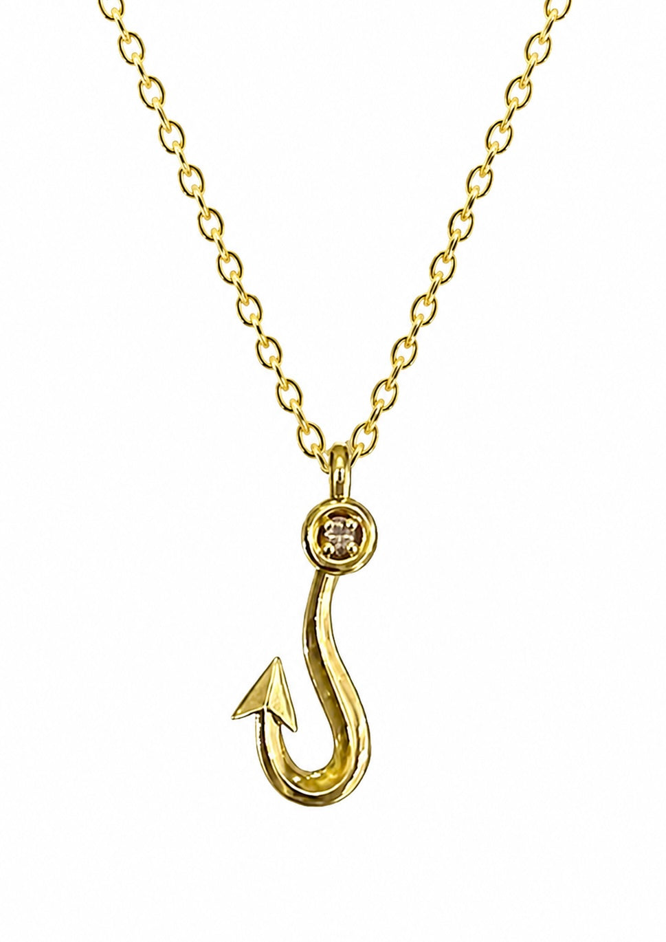 Fisherman’s Hook Diamond Pendant Necklace