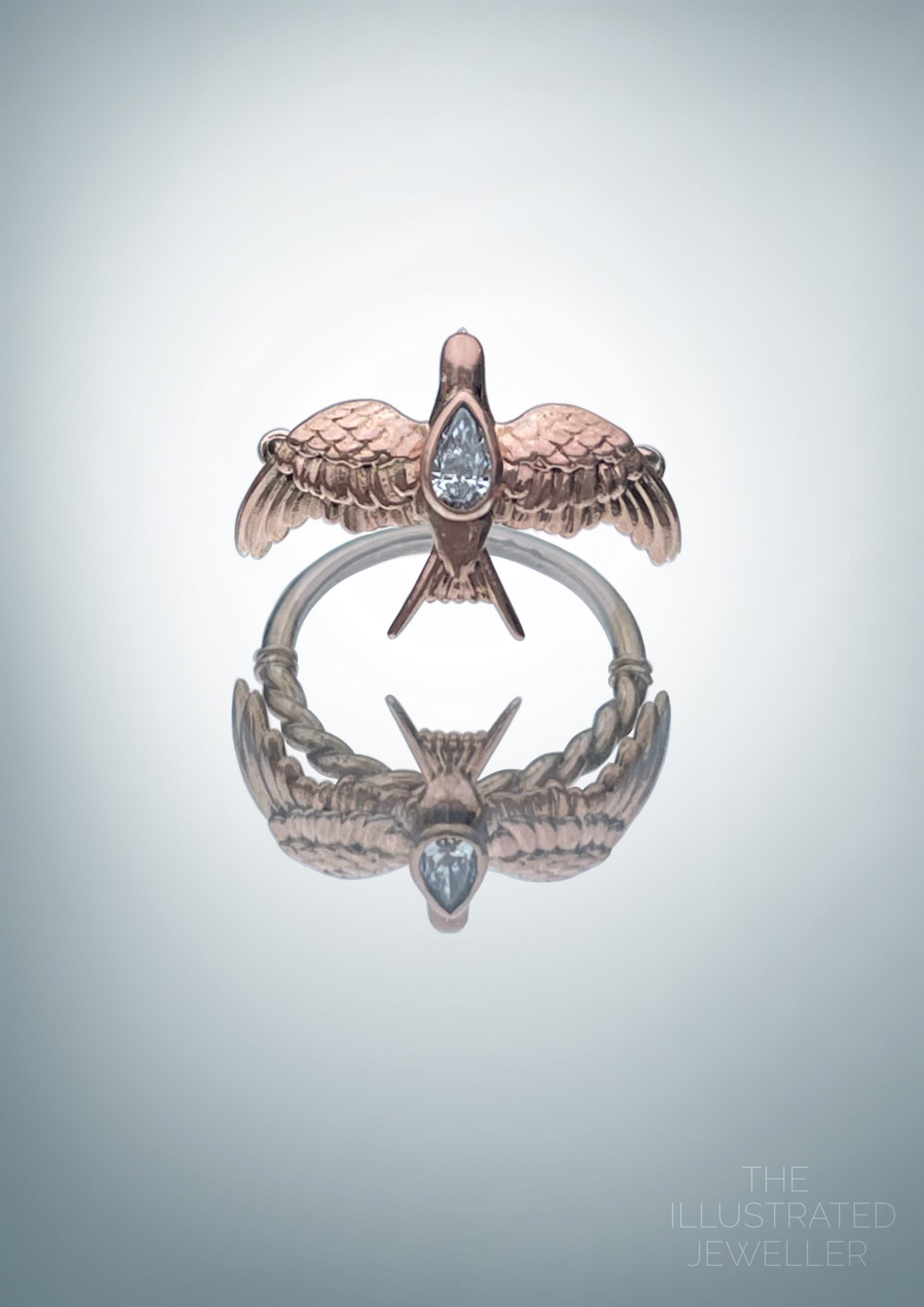 9CT Rose gold swallow ring on sale