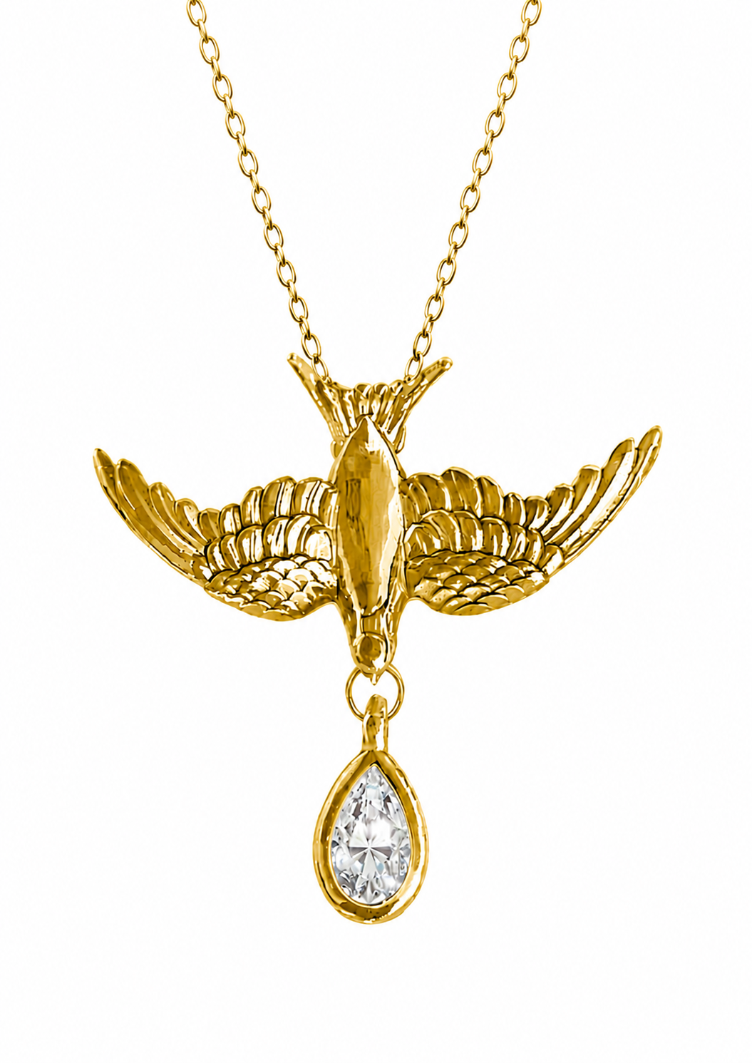 Swallow Diamond Drop Pendant Necklace