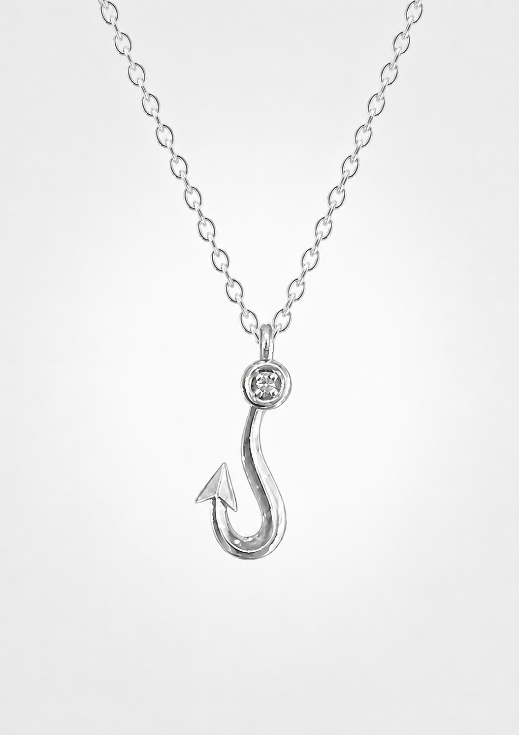 Fisherman’s Hook Diamond Pendant Necklace