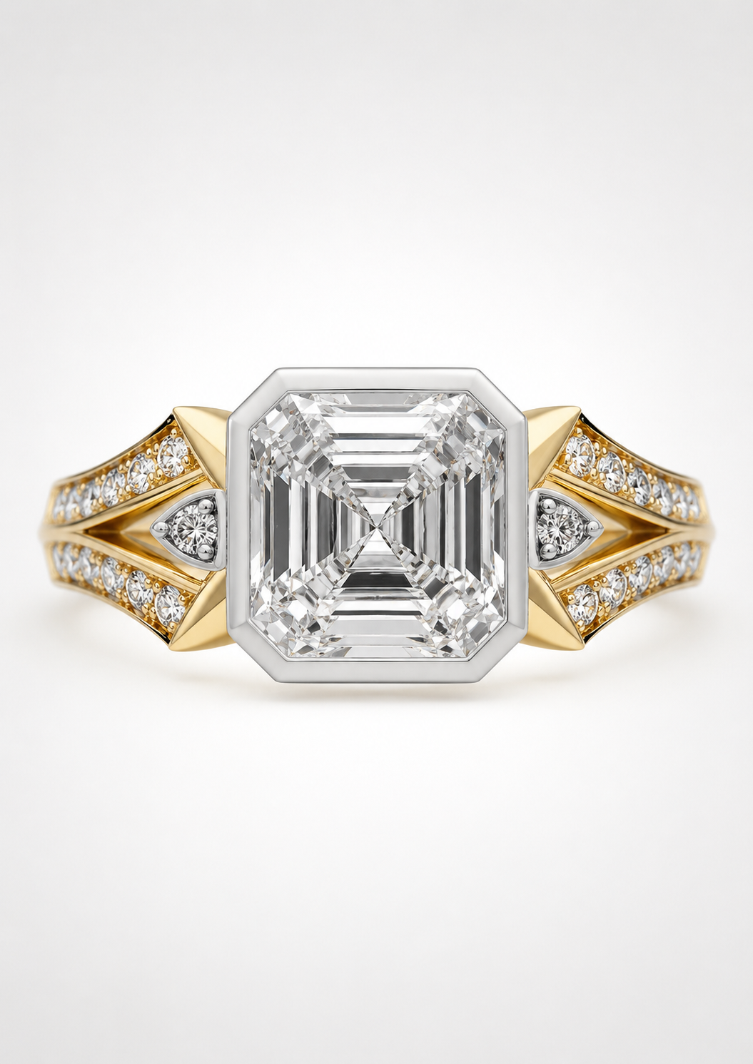 LUMORA Asscher Diamond Ring | Mixed Gold Design
