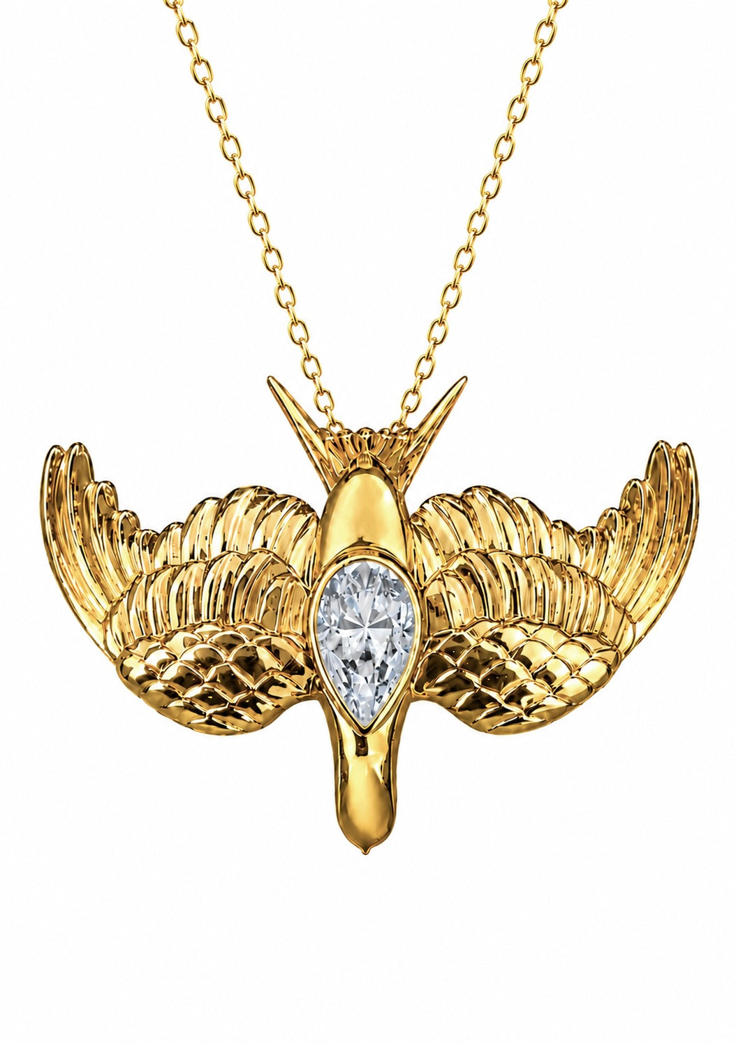 Large Swallow Diamond Drop Pendant Necklace