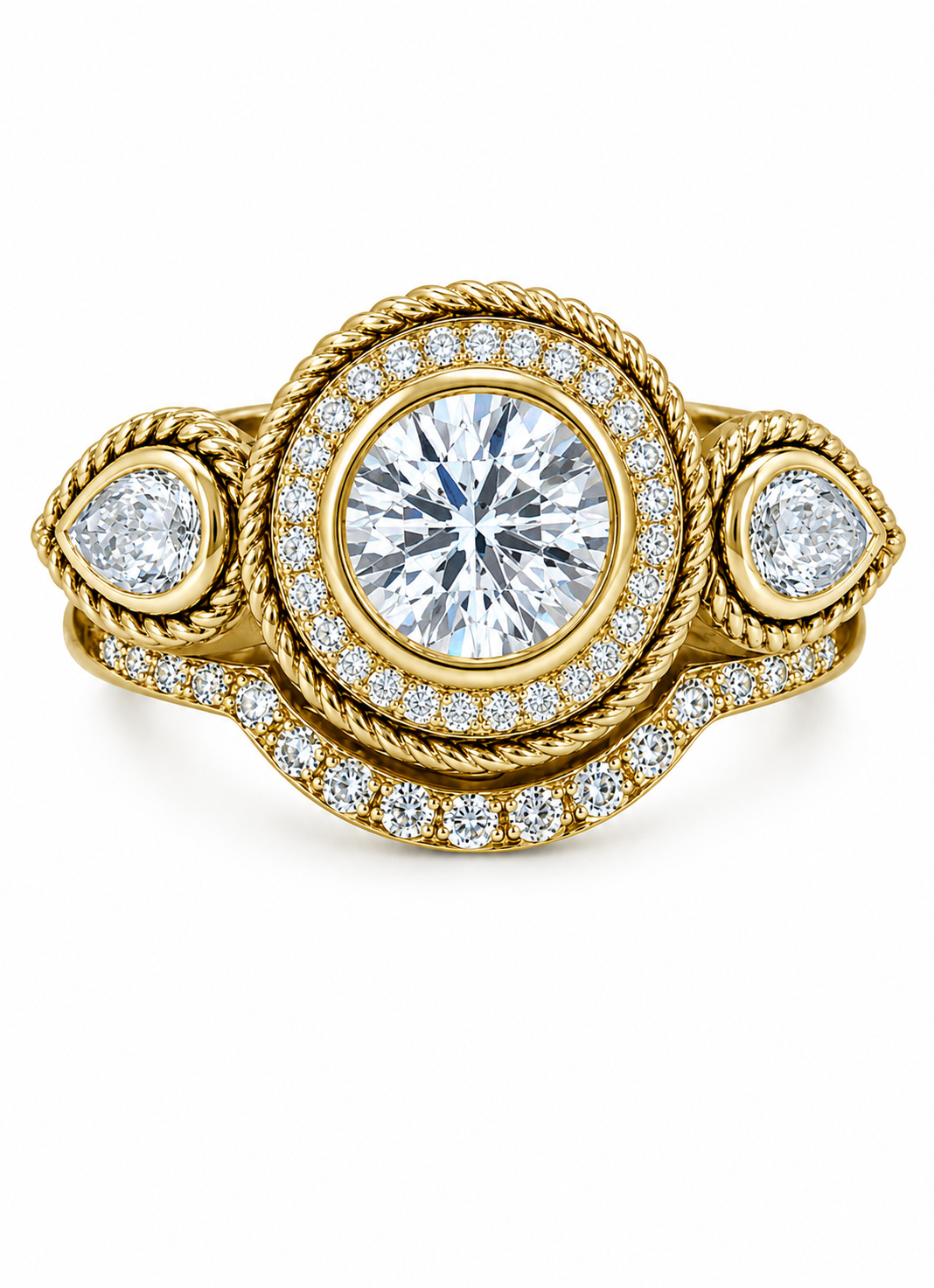 Total Eclipse Diamond Ring & Pavé Wedding Band Set