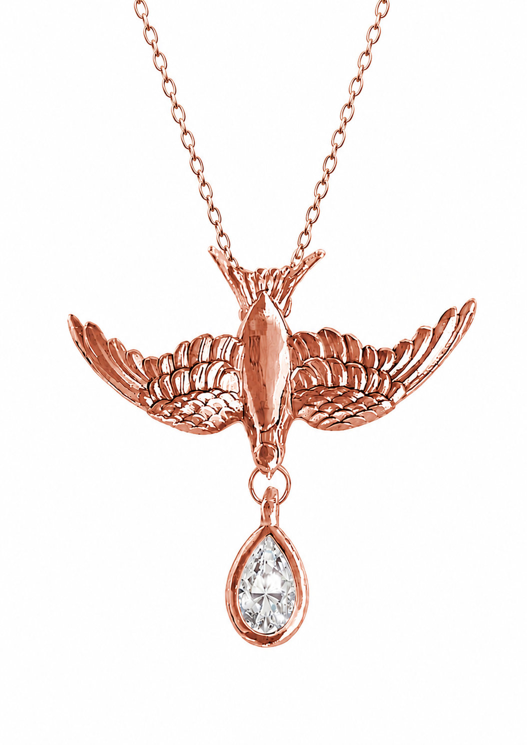 Swallow Diamond Drop Pendant Necklace