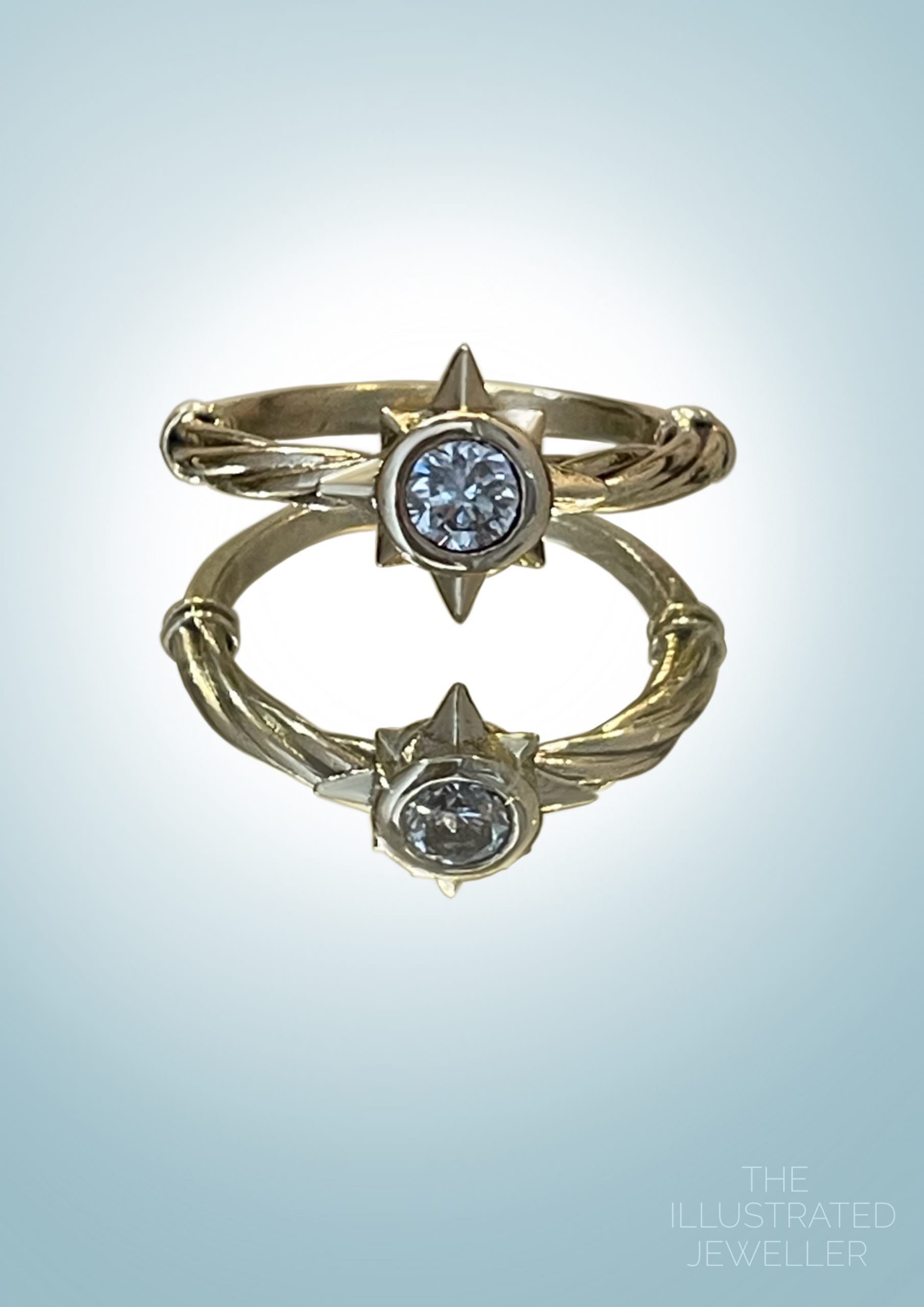 SAMPLE SALE: Nautical Star Ring With lab grown diamond, 9ct yellow Gold
