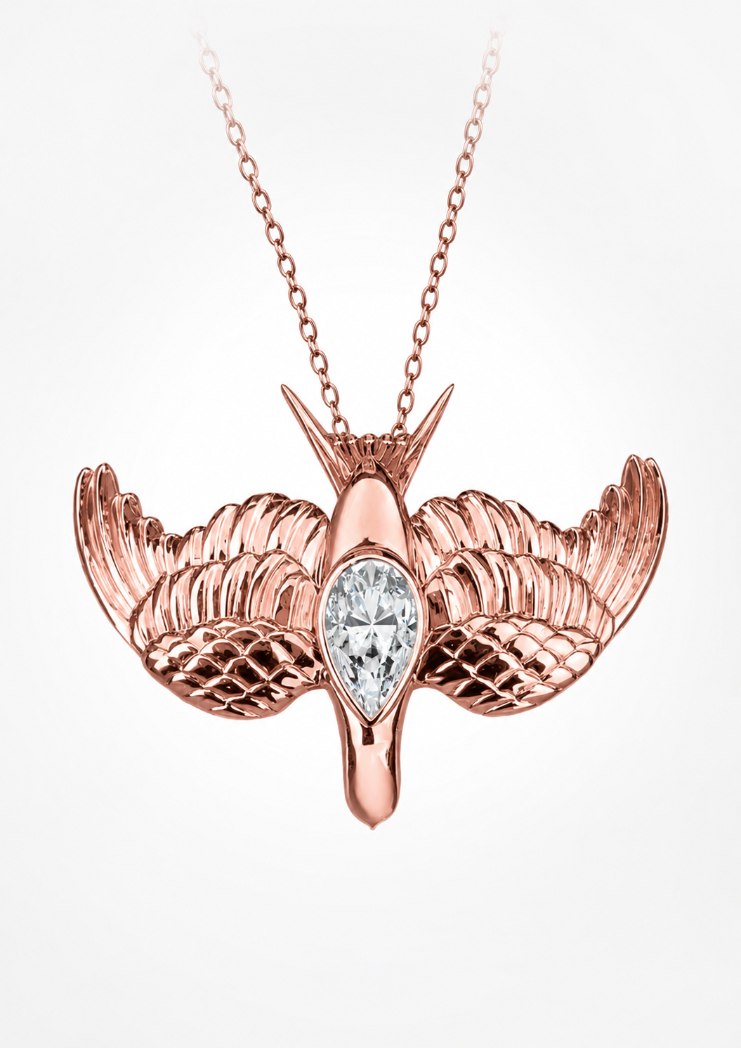 Large Swallow Diamond Drop Pendant Necklace