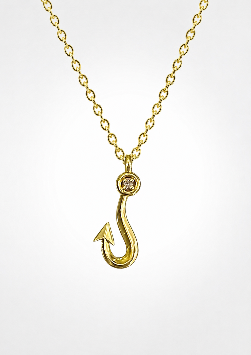Fisherman’s Hook Diamond Pendant Necklace