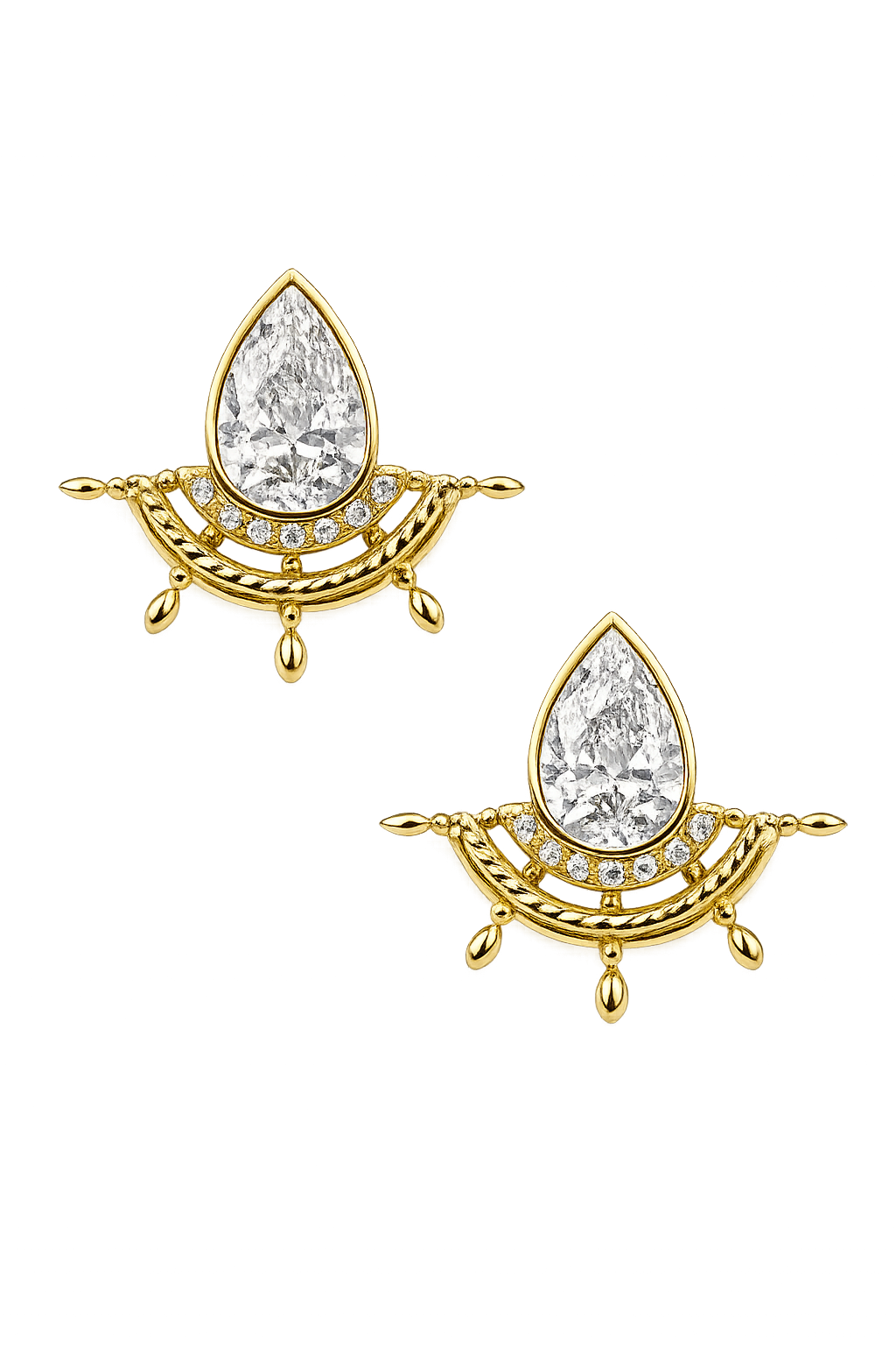 Pear Diamond Shipwreck Wheel Earrings