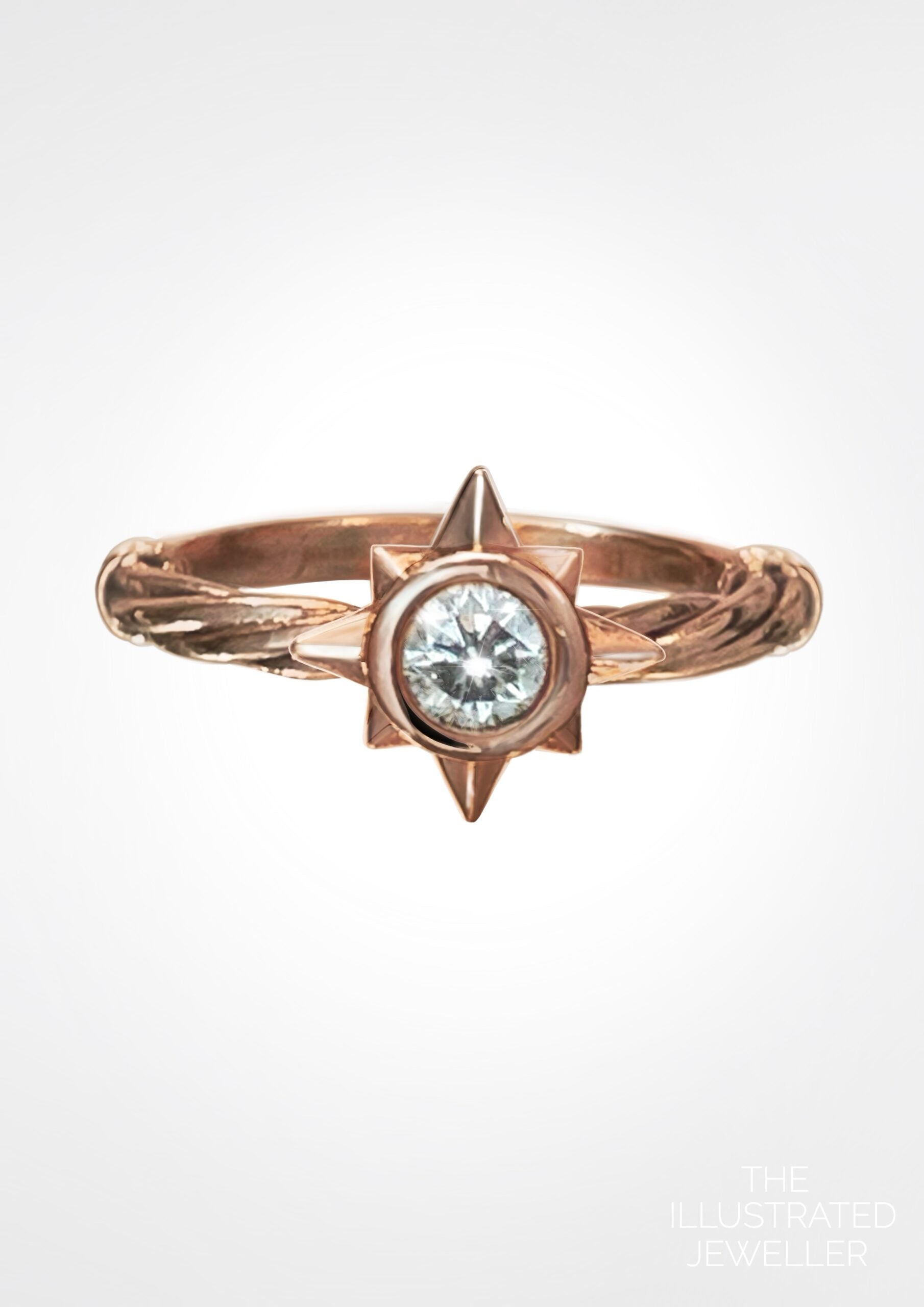 Diamond nautical star ring, rose gold