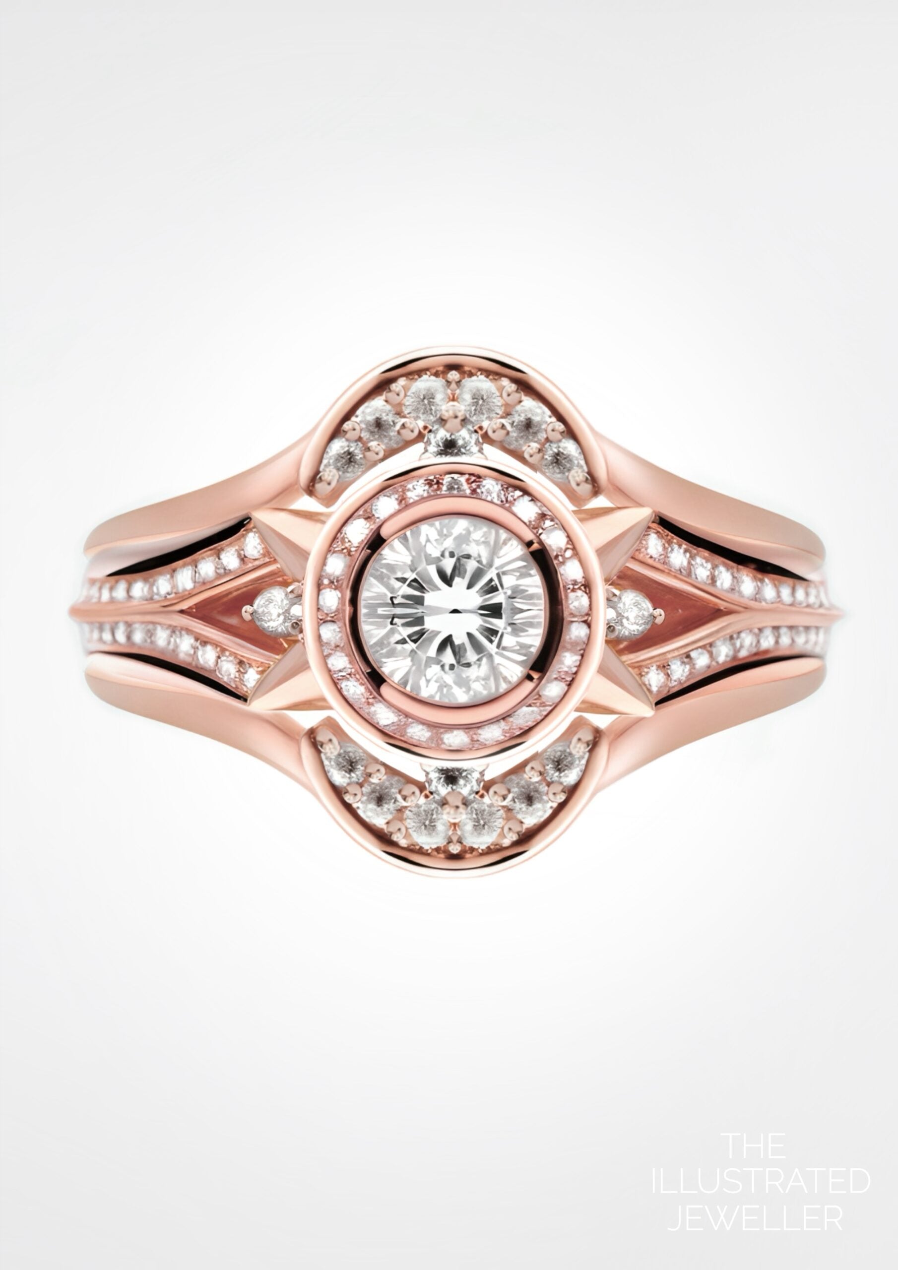Moon and stars diamond bridal stack, rose gold