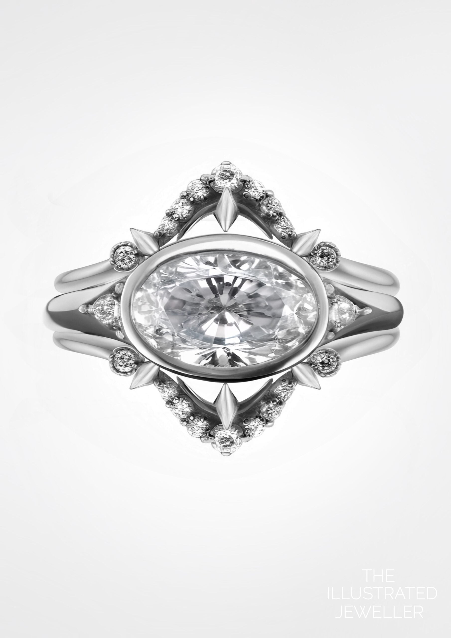 Lunatlier Diamond bridal stack, white gold