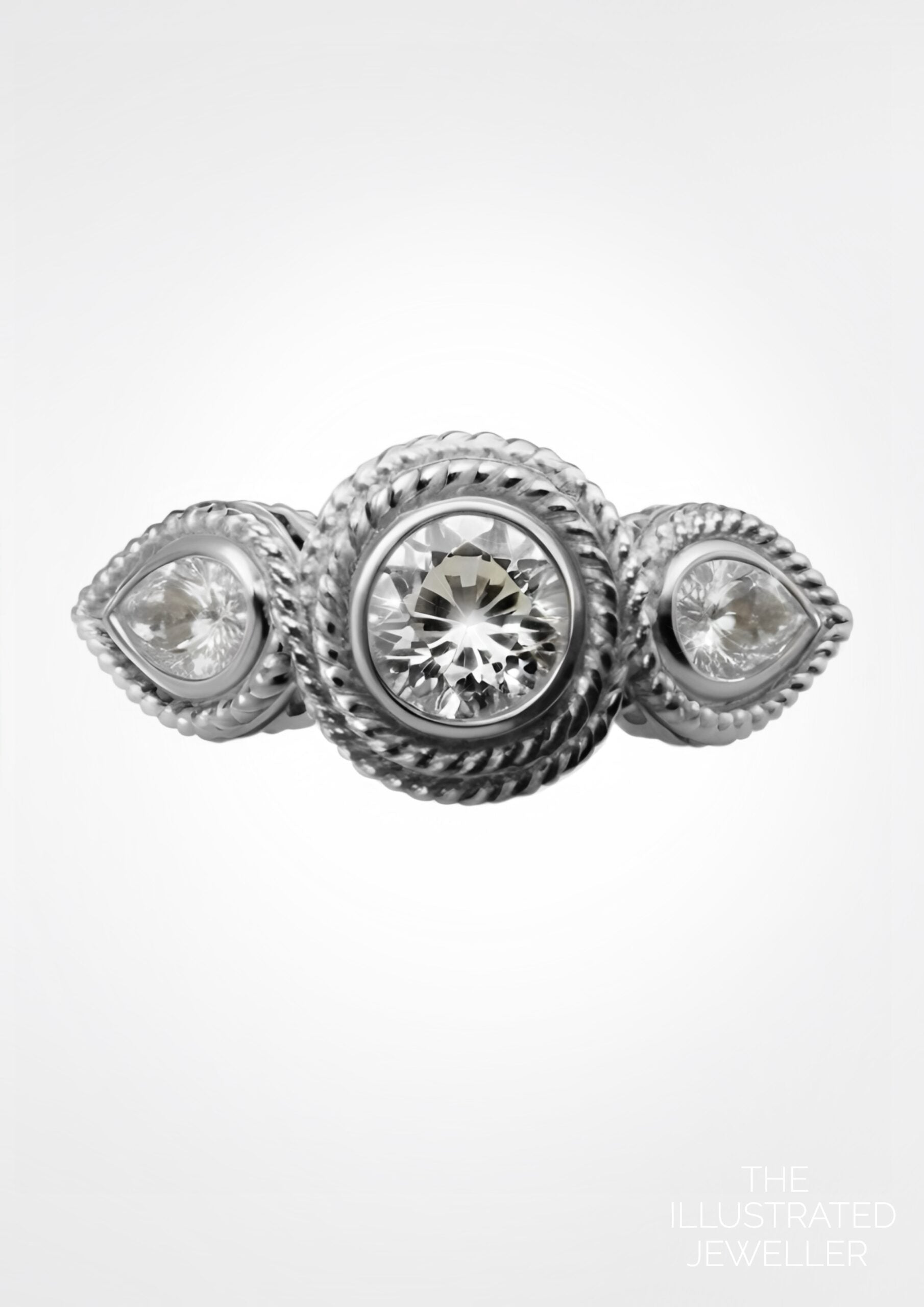 White Gold Infinity Diamond Engagement Ring - Ship Rope Design