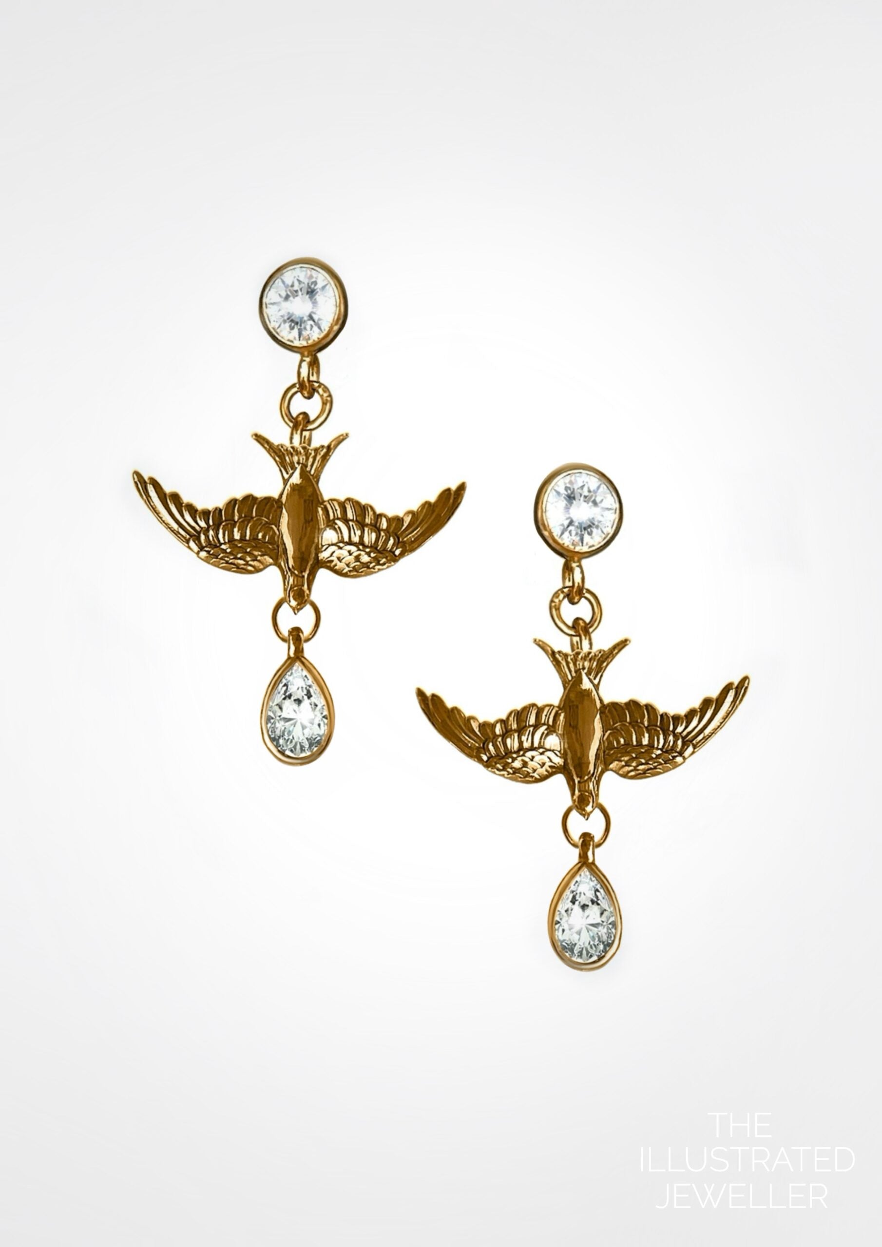 Swallow swoop diamond earrings Yellow gold (mirror finish)