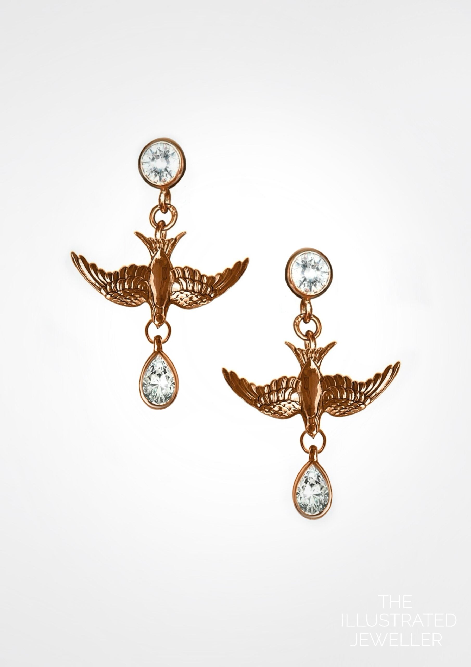 Swallow swoop diamond earrings Rose gold