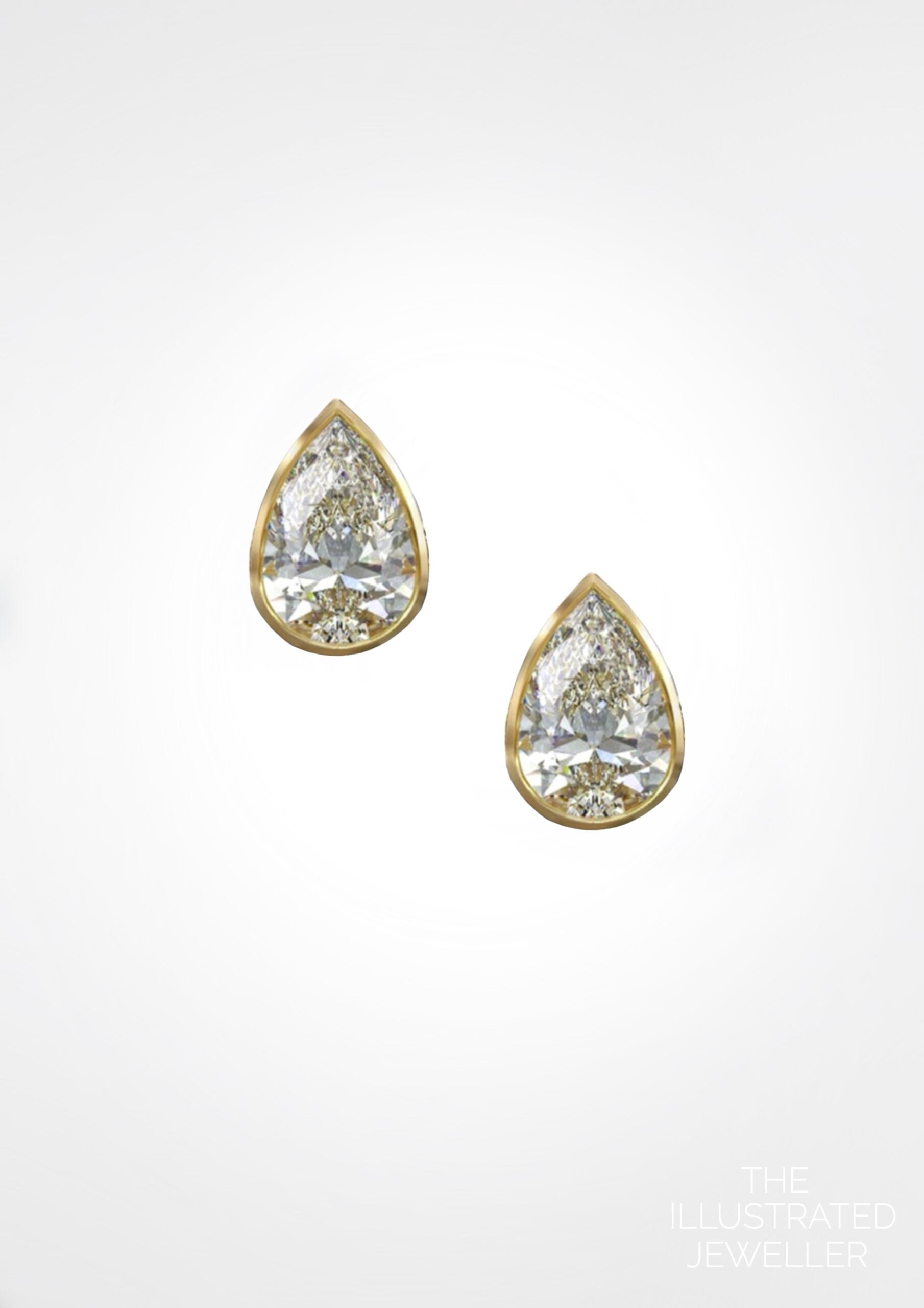 Pear diamond stud earrings Yellow gold