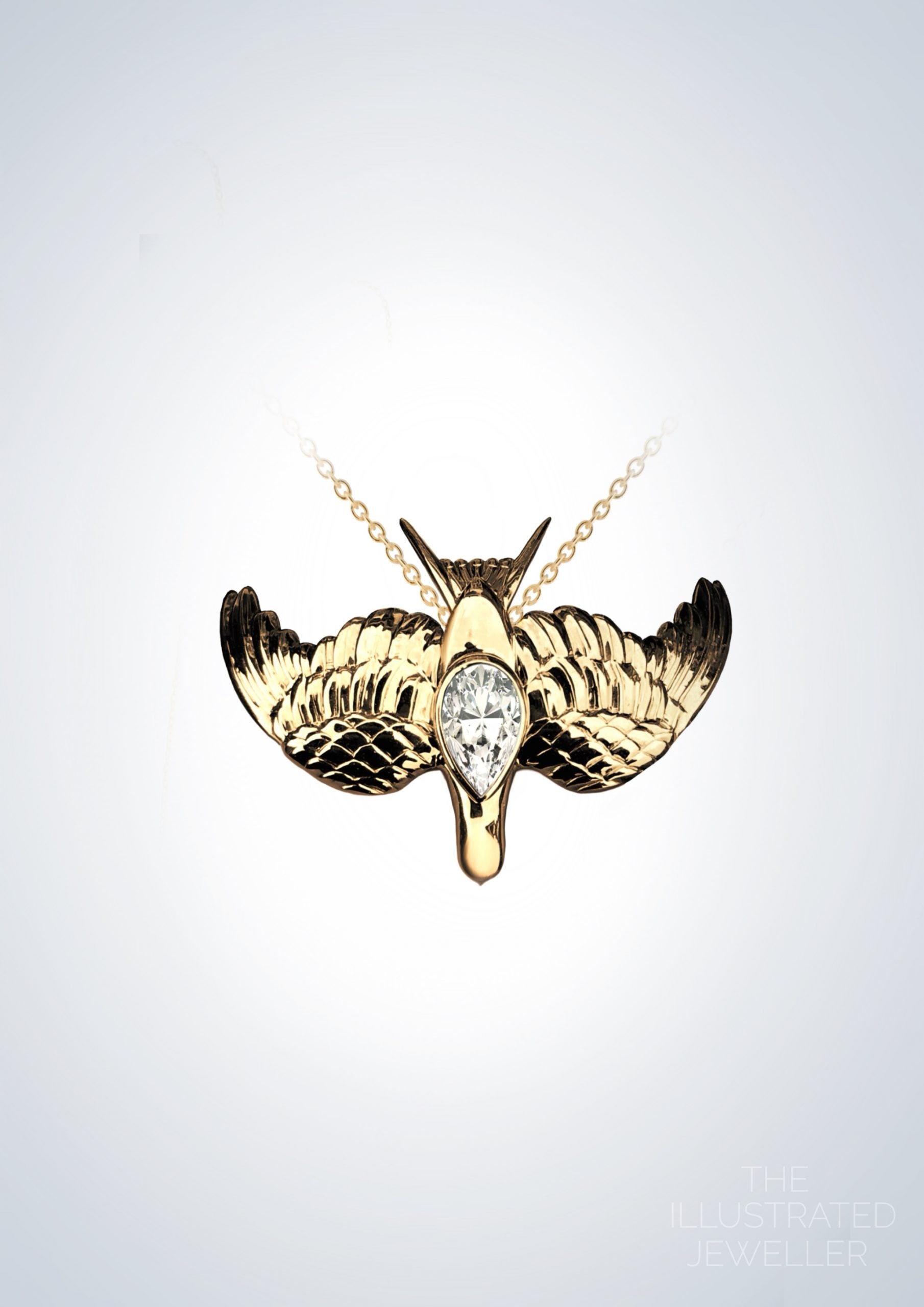gold swallow pendant, leather strap, ultra thin trace chain