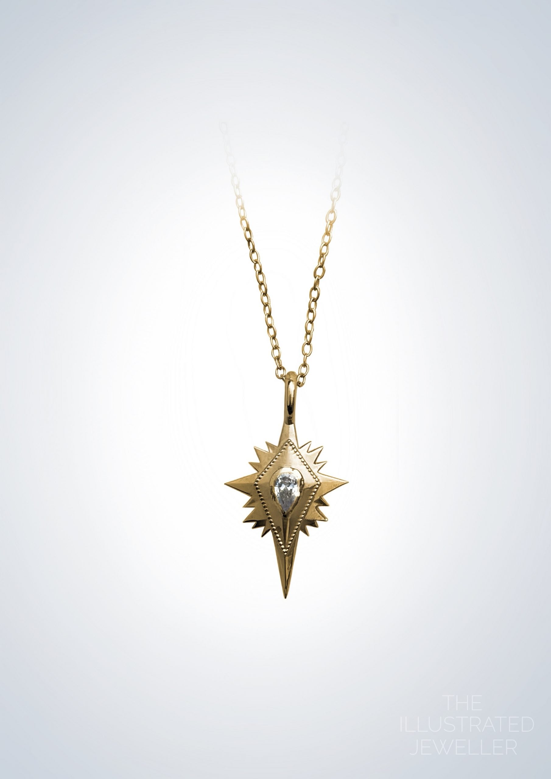 Gold northern Star pendant, Leather Strap, LONG Trace Chain