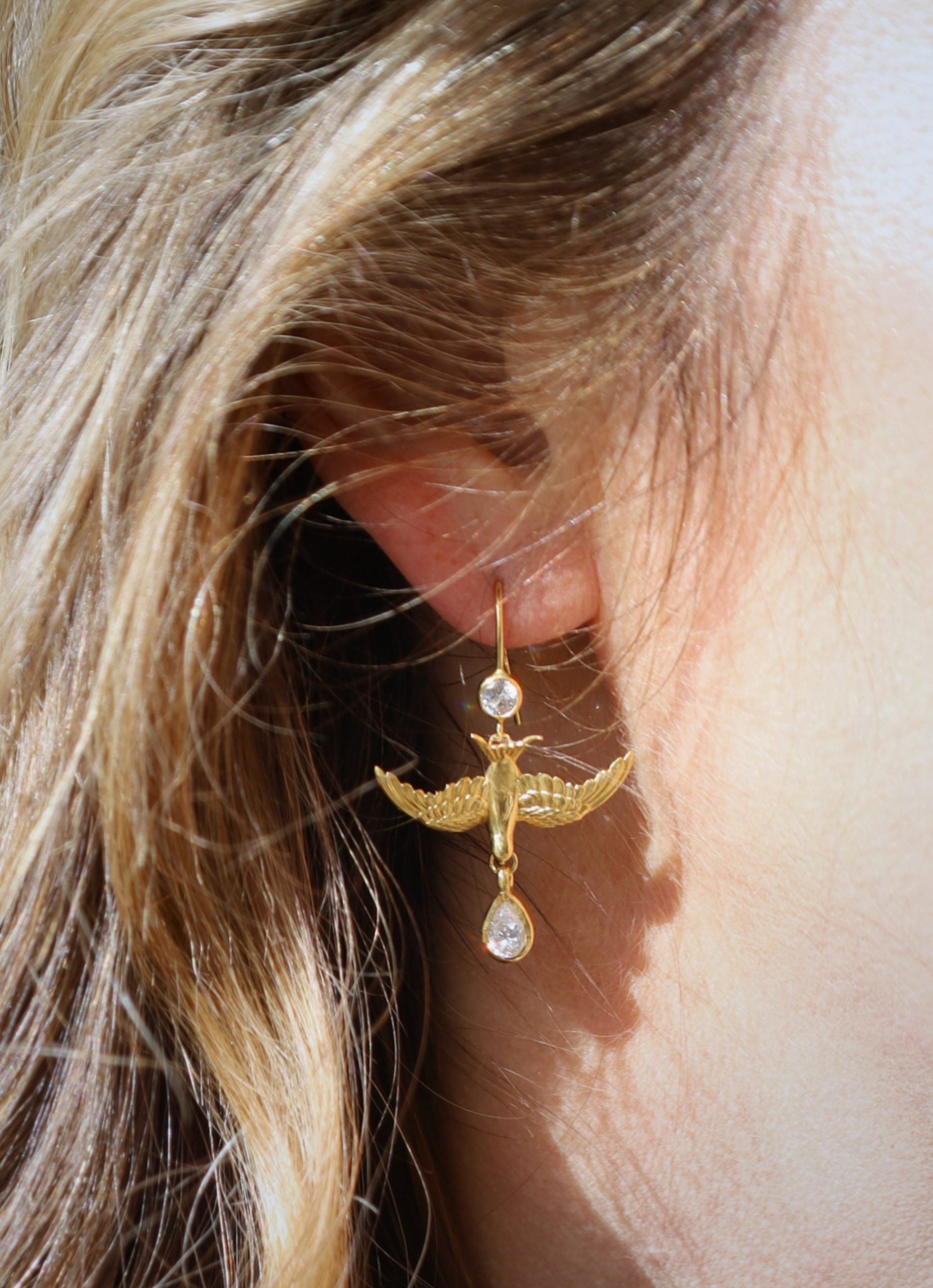 Swallow Swoop Diamond Drop Earrings