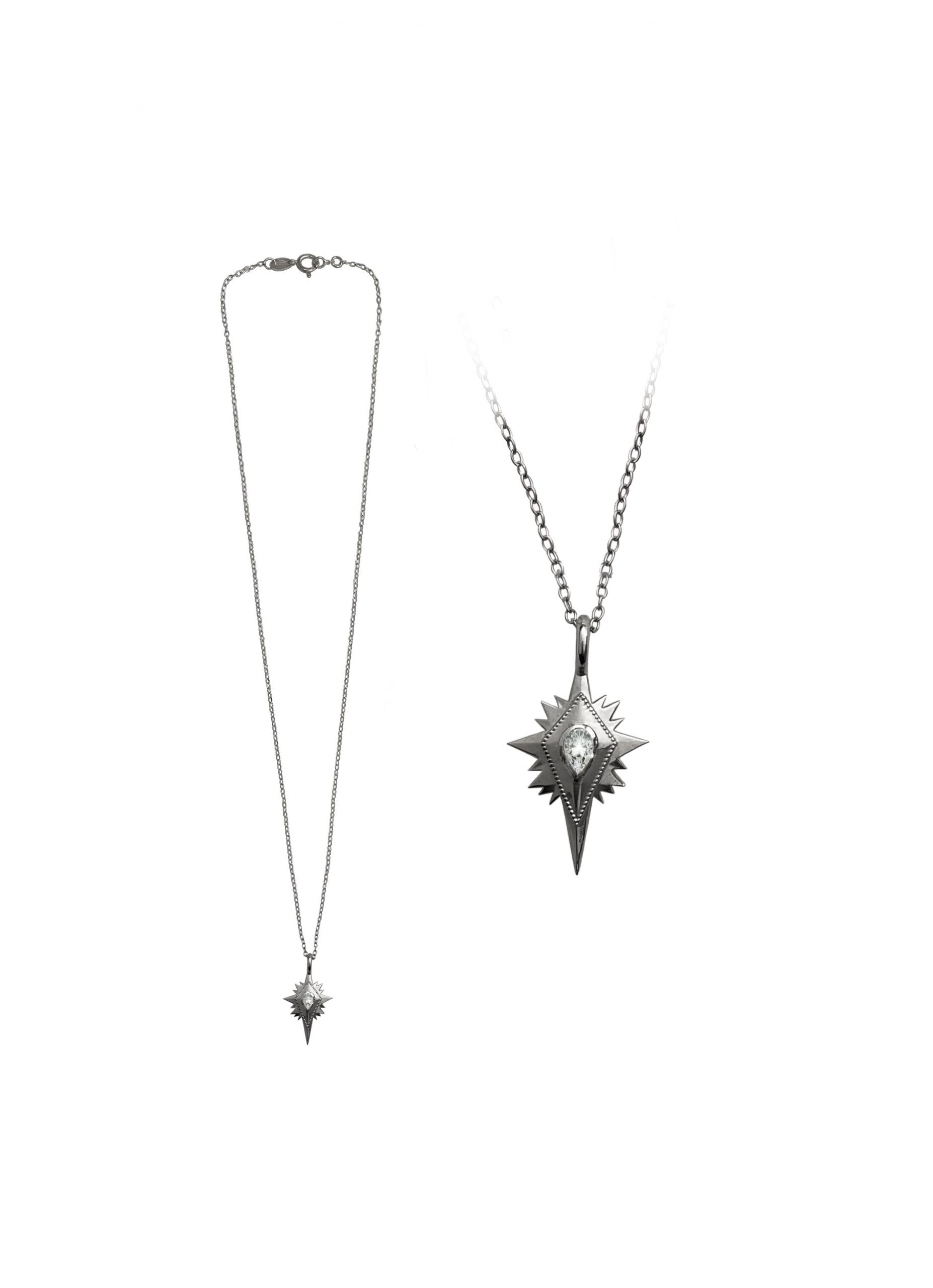 Silver Northern Star Pendant, Ultra Thin Trace Chain
