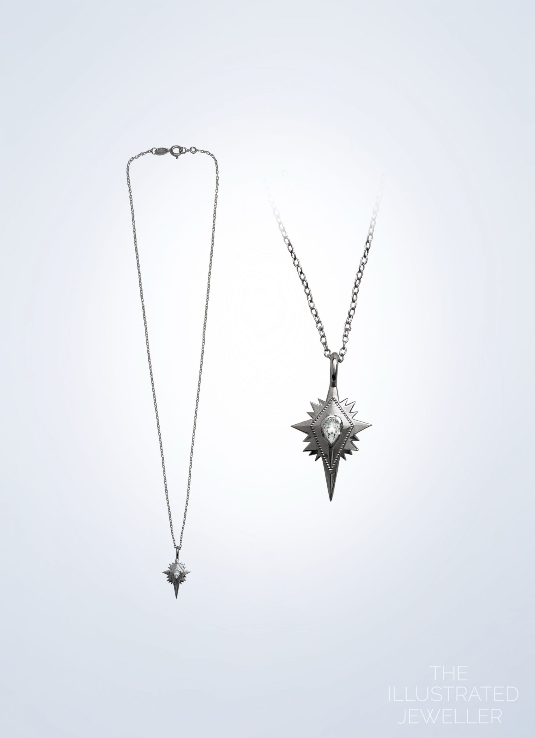 Silver Northern Star Pendant, Ultra Thin Trace Chain
