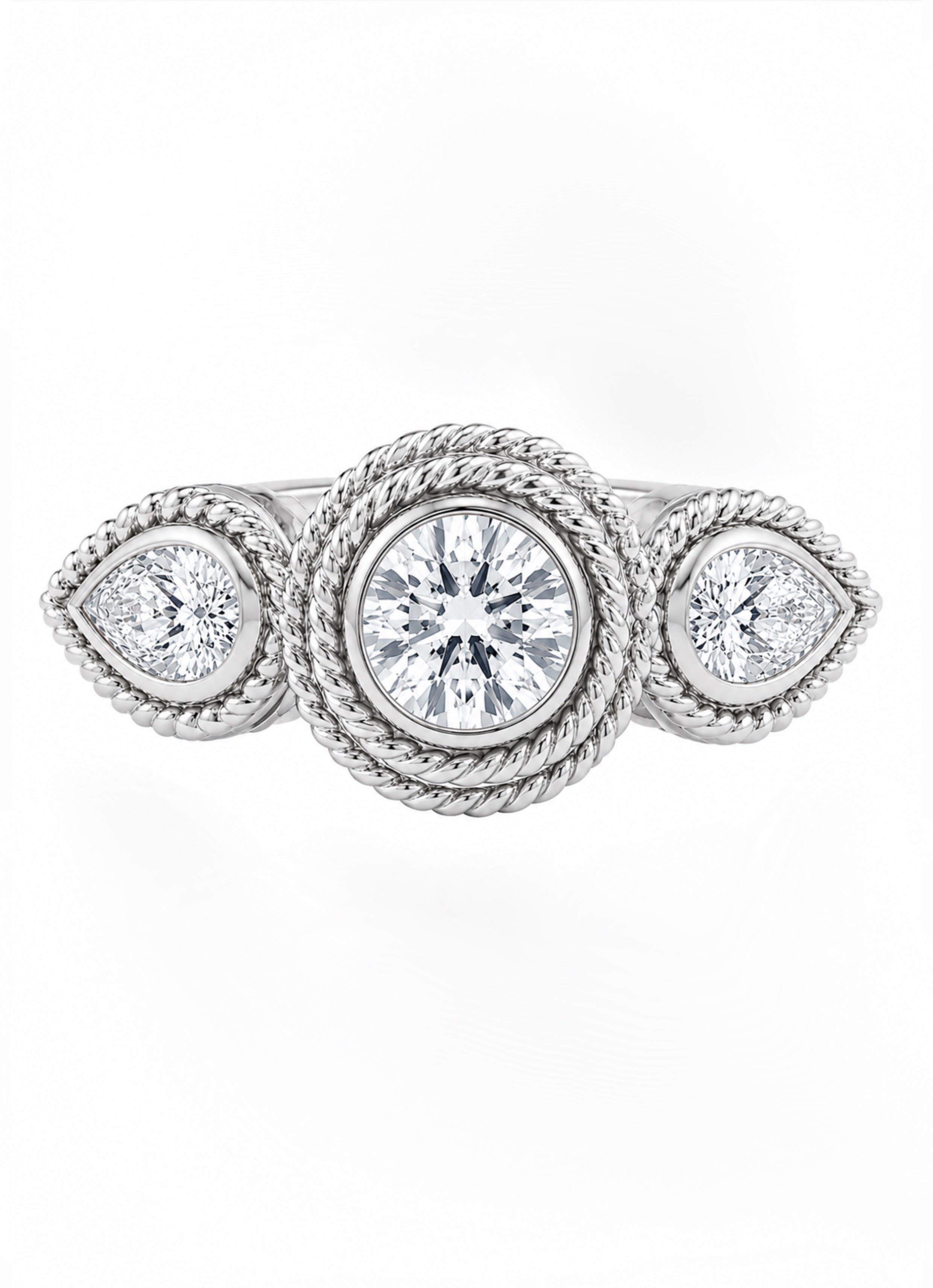 Infinity Ship Rope Trilogy Diamond Ring