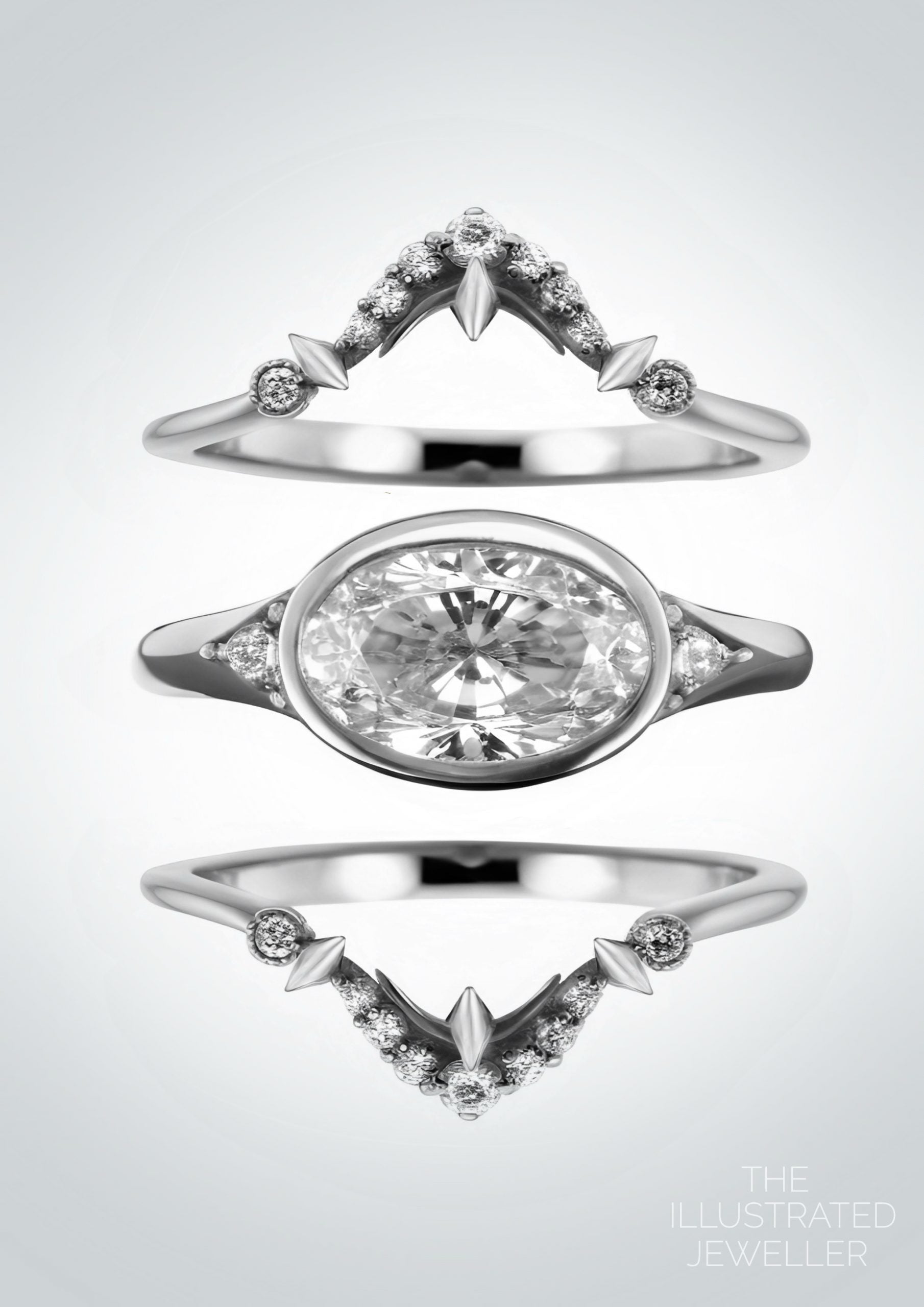 Lunatlier Diamond bridal stack, white gold