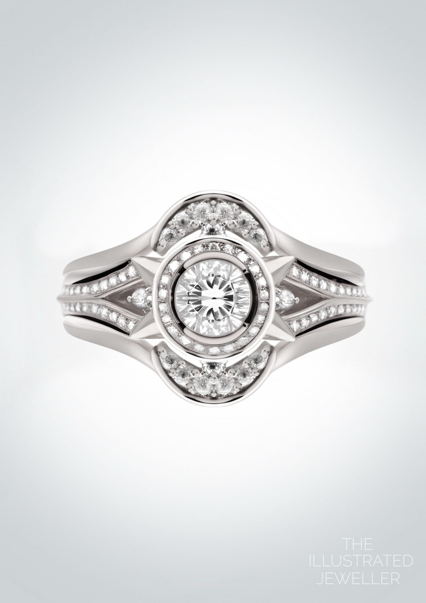 white gold bridal stack