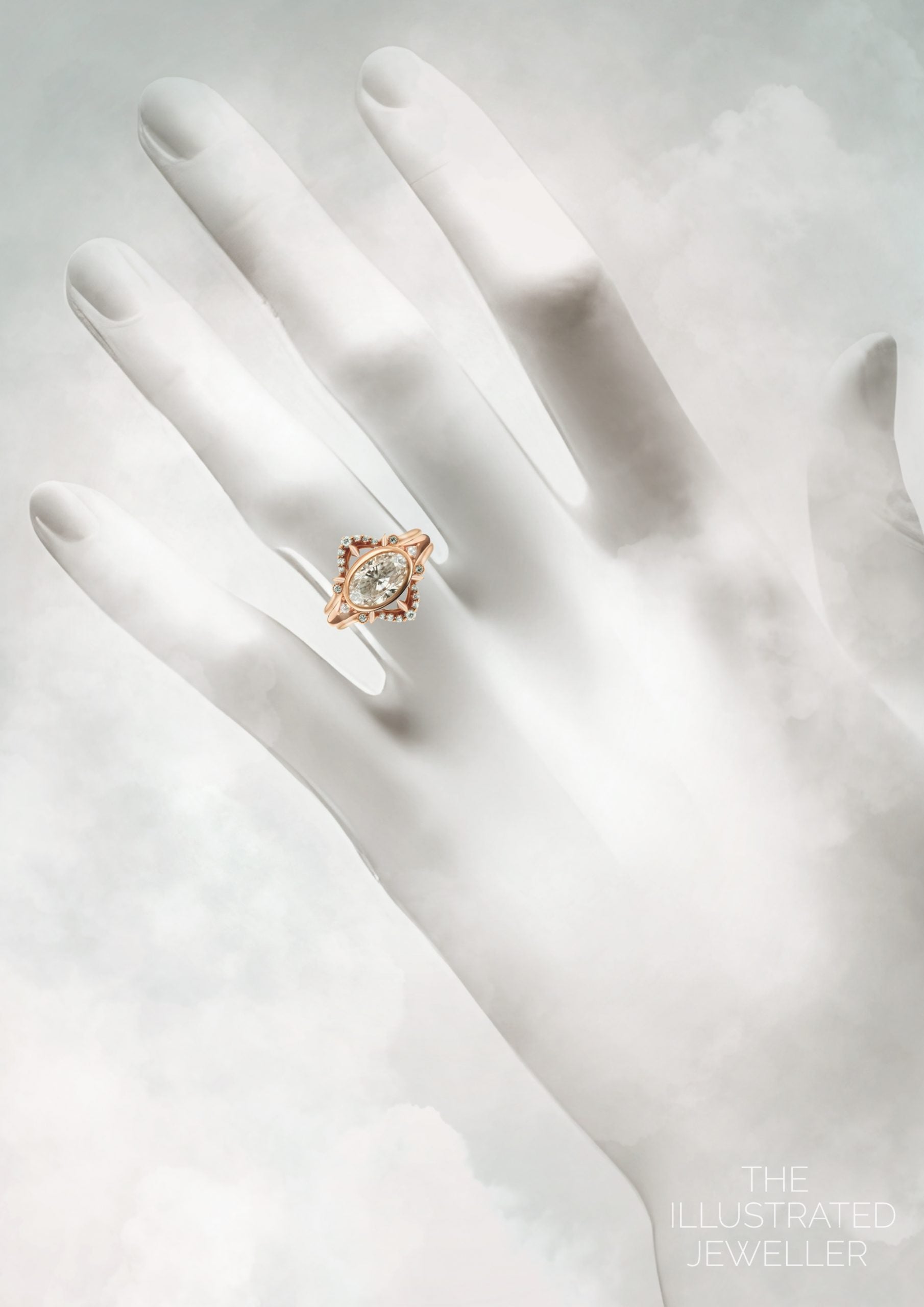 Lunatlier Diamond Bridal Stack, Rose Gold