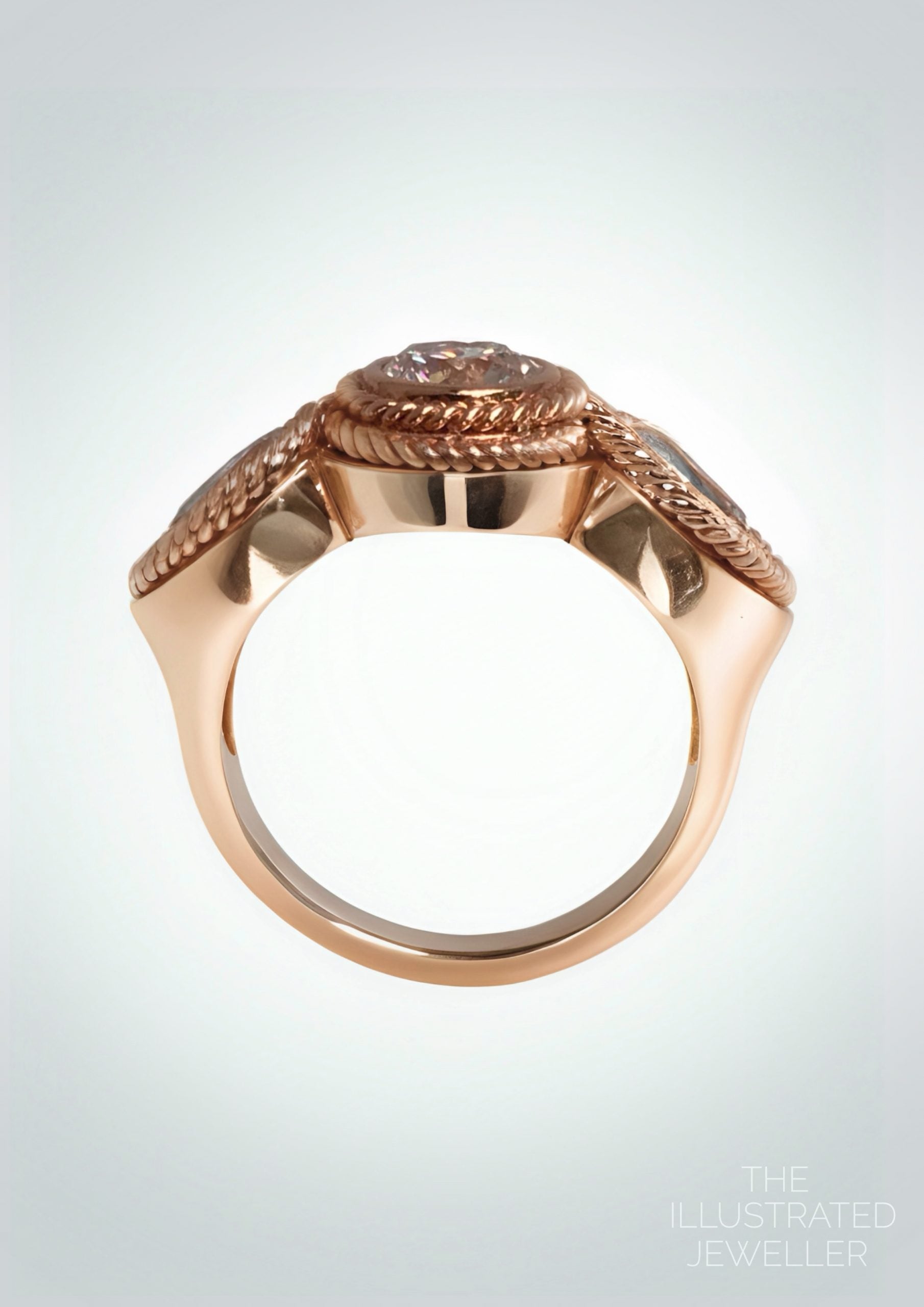 Infinity ship rope diamond engagement ring in Rose gold