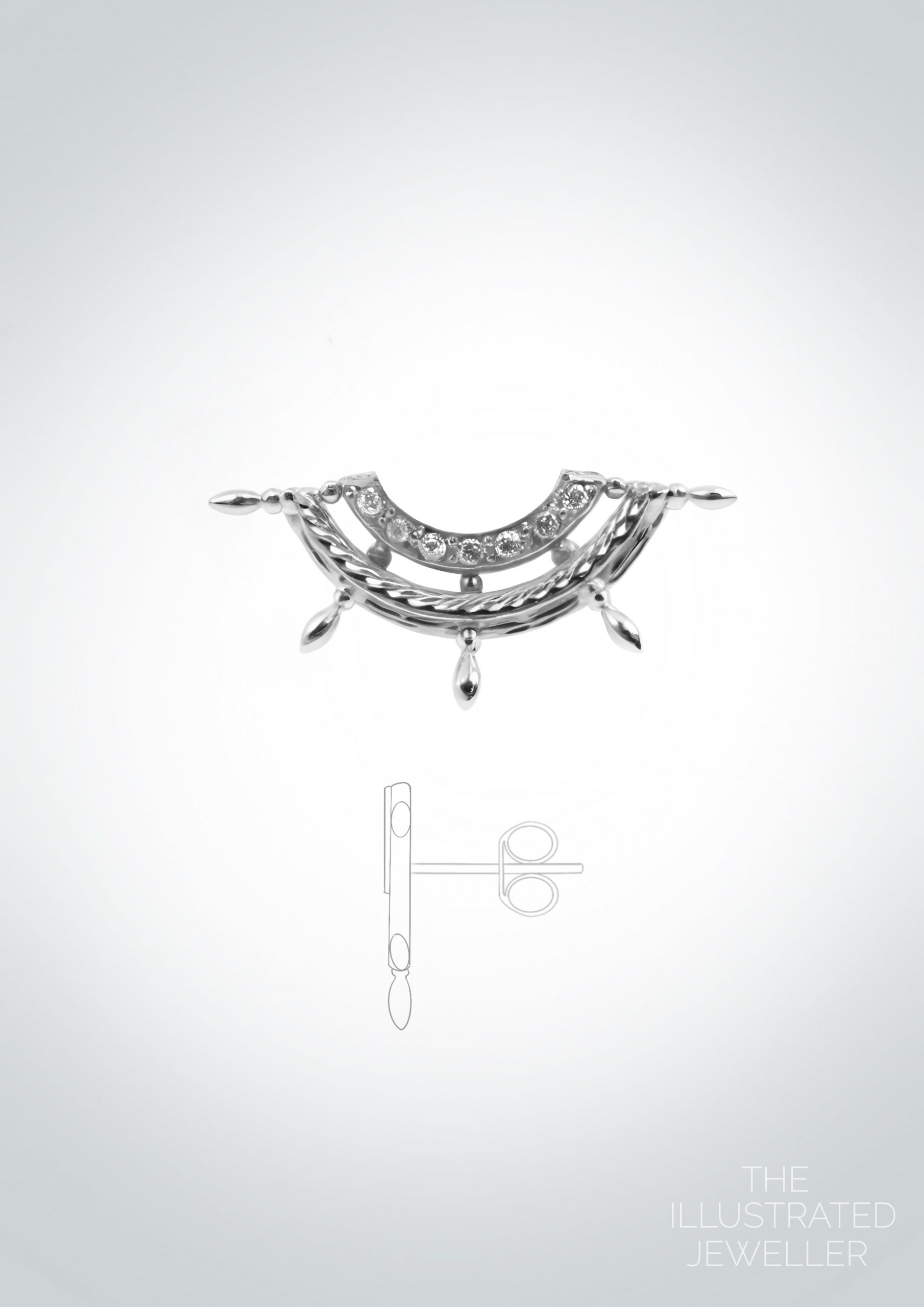 Ship wreck stud earrings White gold
