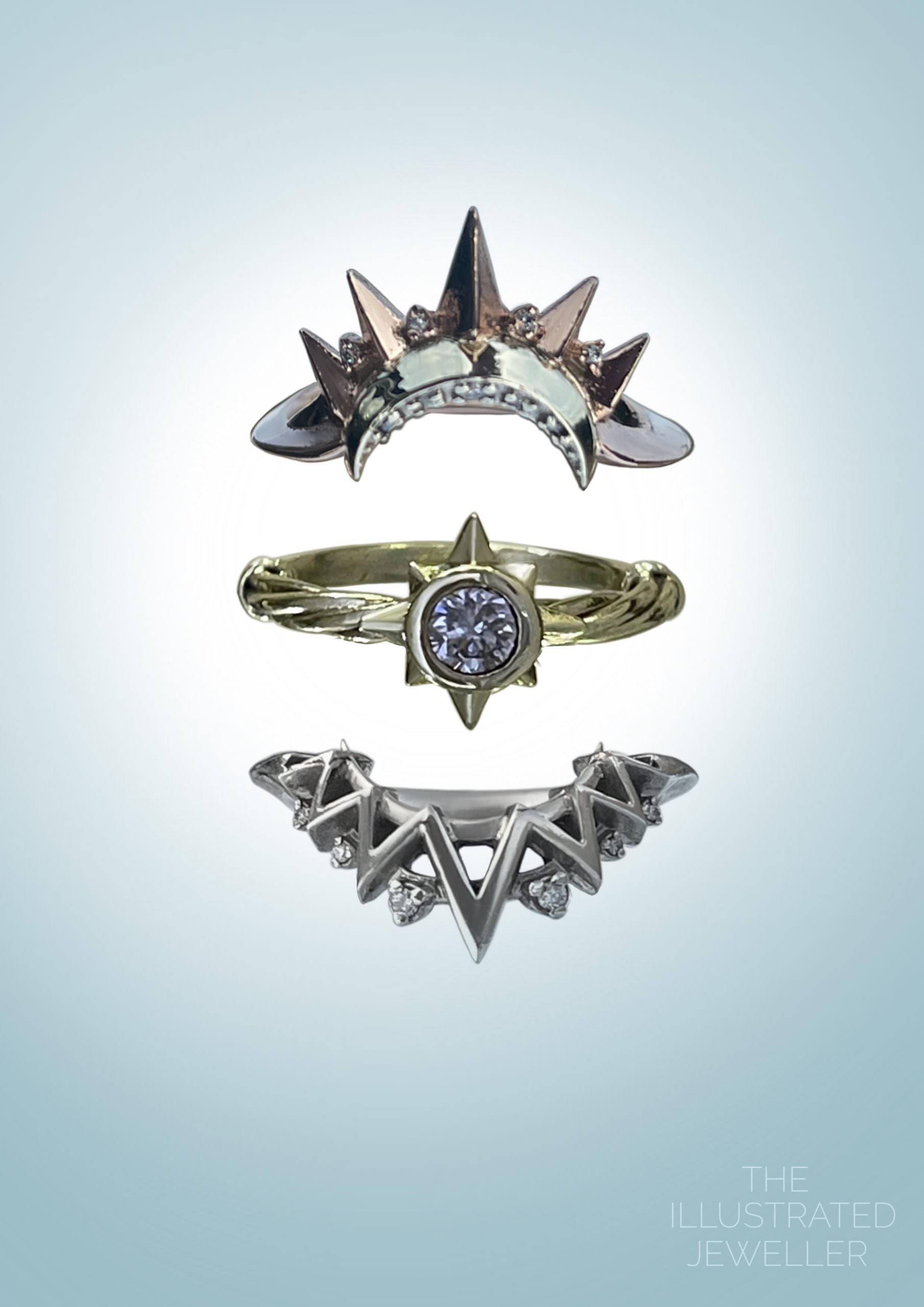 SAMPLE SALE: Nautical Star Ring With lab grown diamond, 9ct yellow Gold