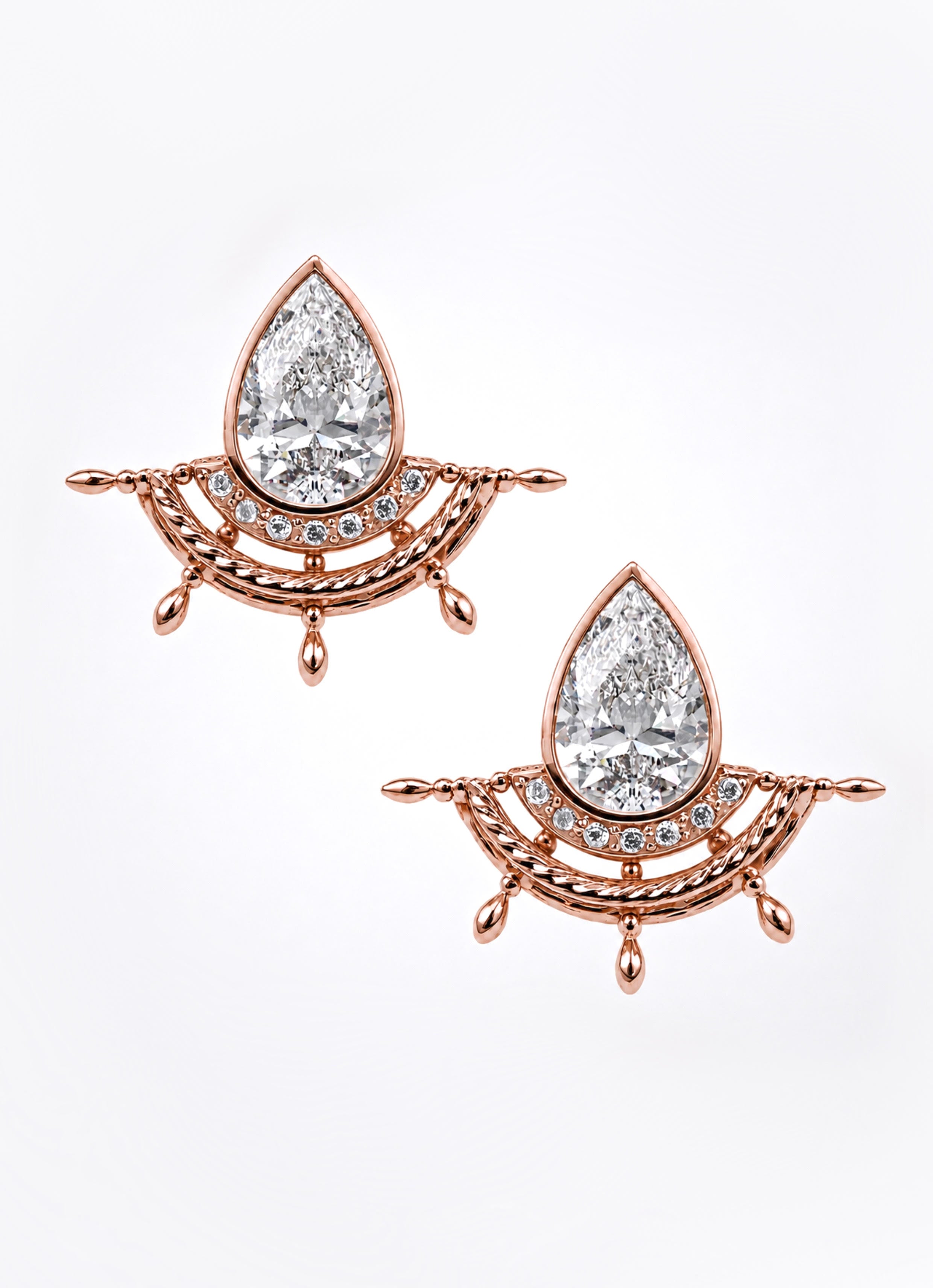 Pear Diamond Shipwreck Wheel Earrings