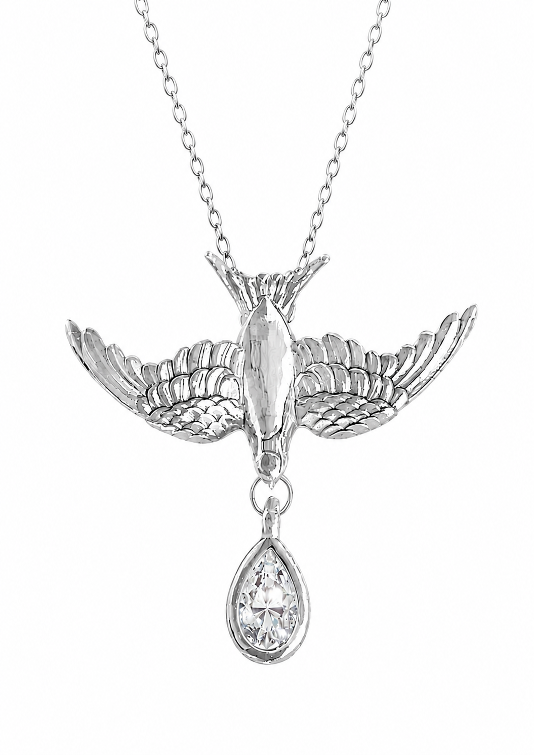 Swallow Diamond Drop Pendant Necklace