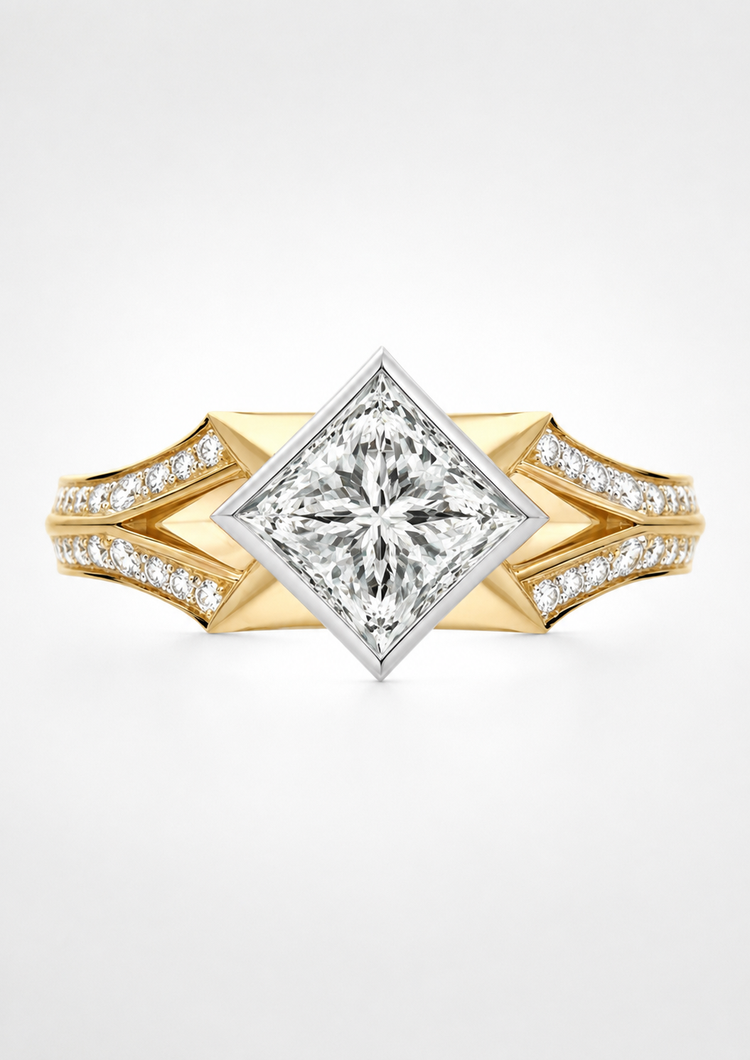 LUMORA Princess Diamond Ring | Mixed Gold Design