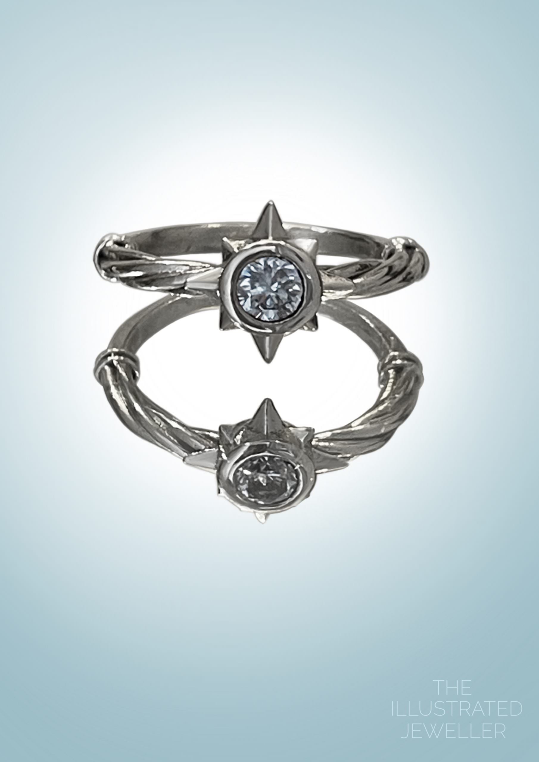 Diamond nautical star ring, white gold