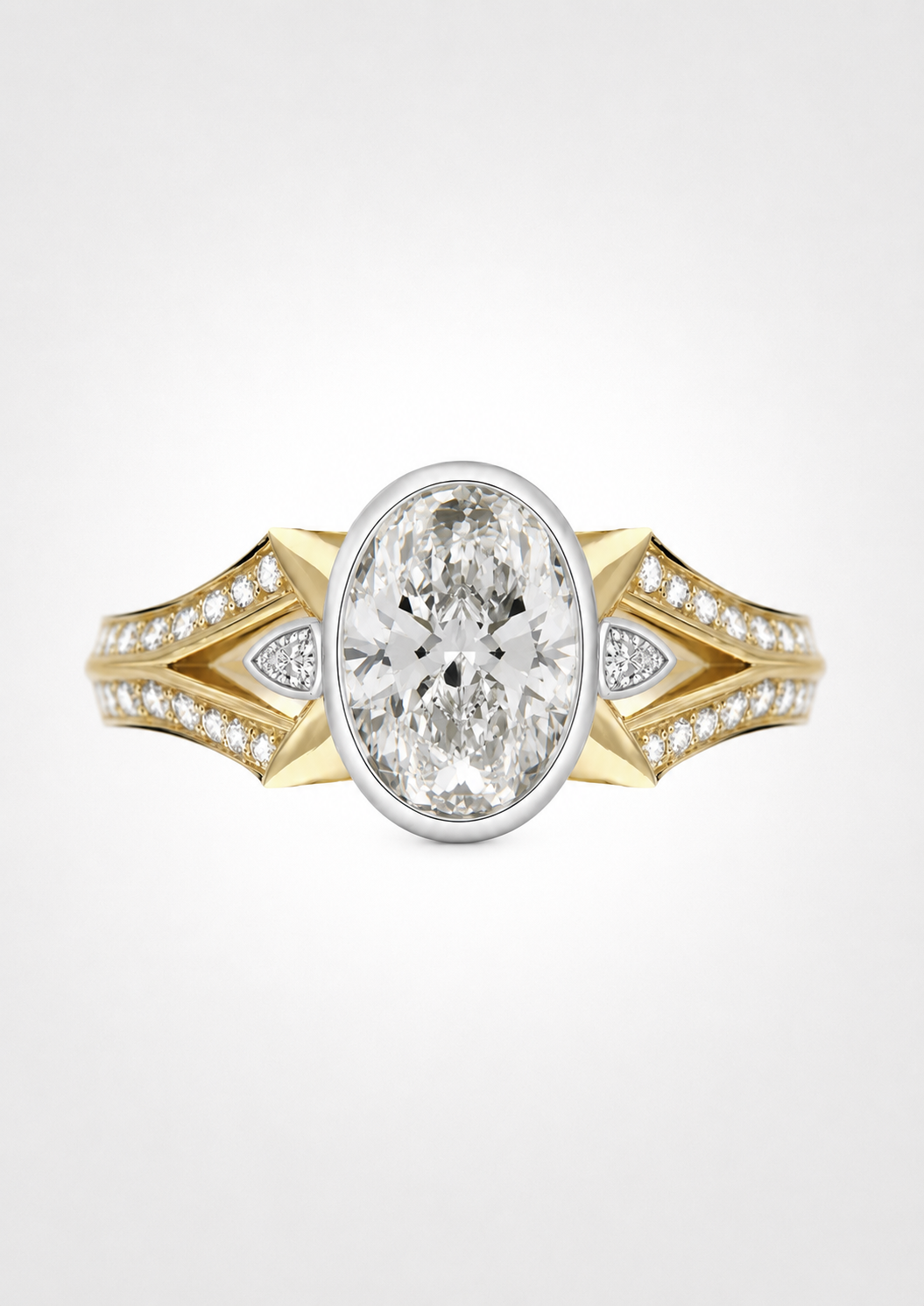 LUMORA Oval Diamond Ring Mixed Gold Design