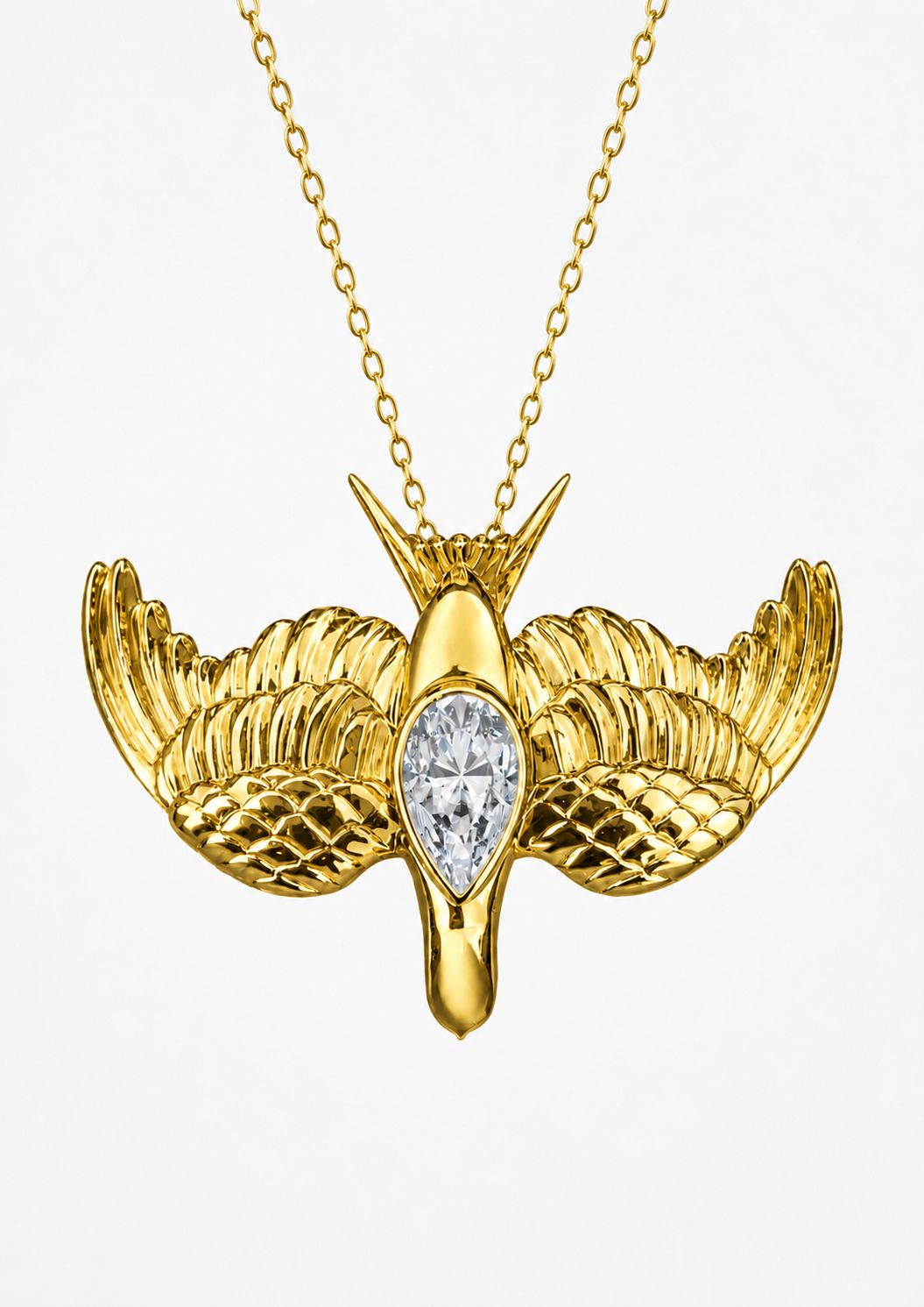 Large Swallow Diamond Drop Pendant Necklace