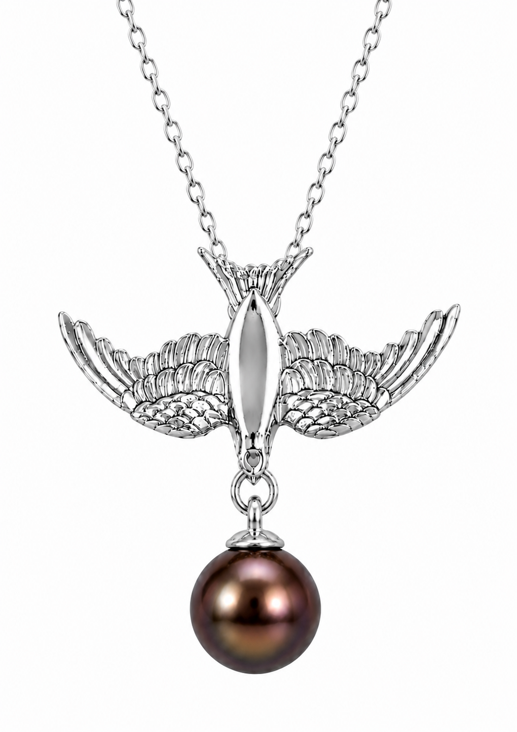 Safe Return Swallow — Chocolate Pearl Drop Pendant