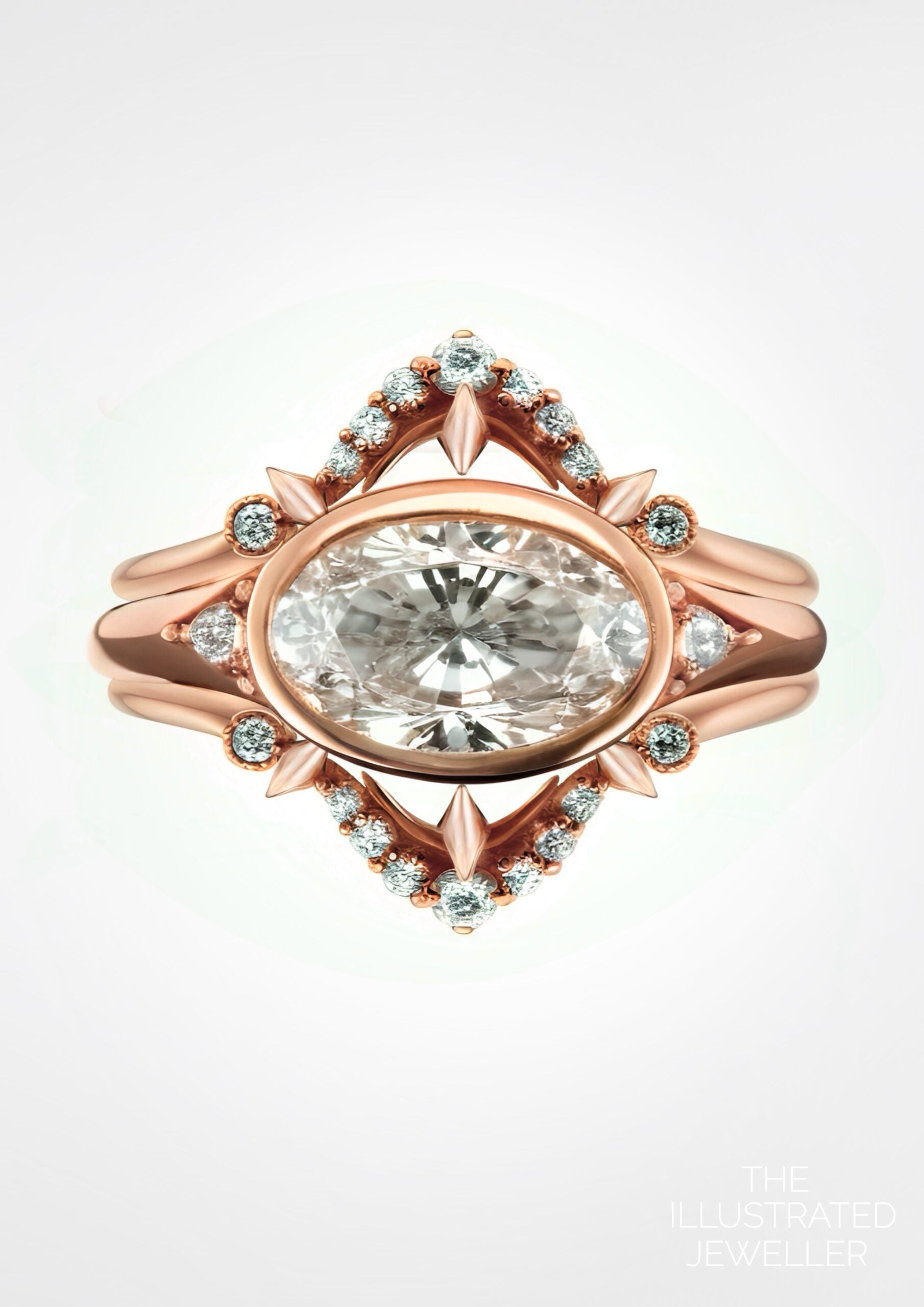 Lunatlier Diamond Bridal Stack, Rose Gold