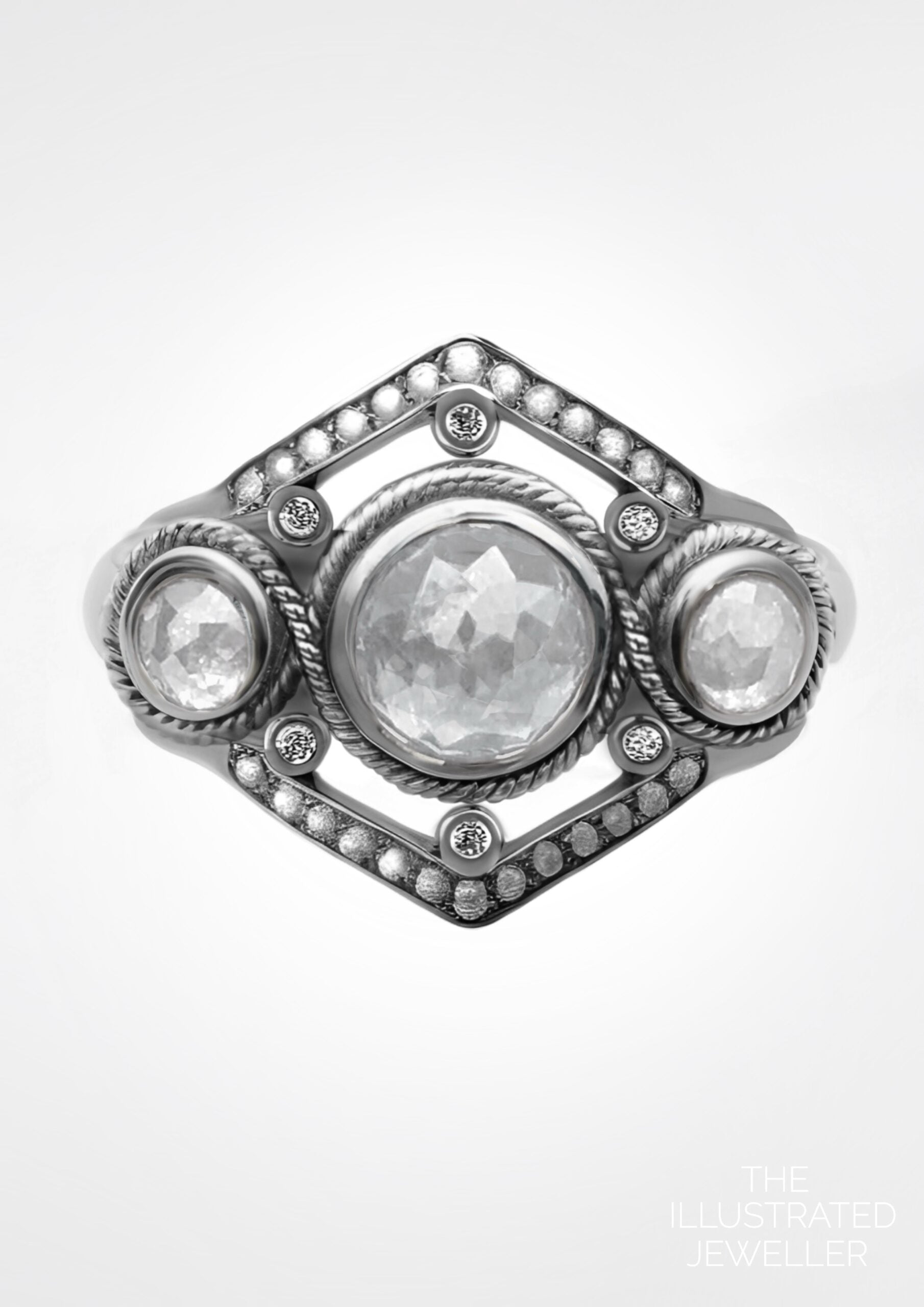 “Celestial Ring” White Gold diamond bridal stack
