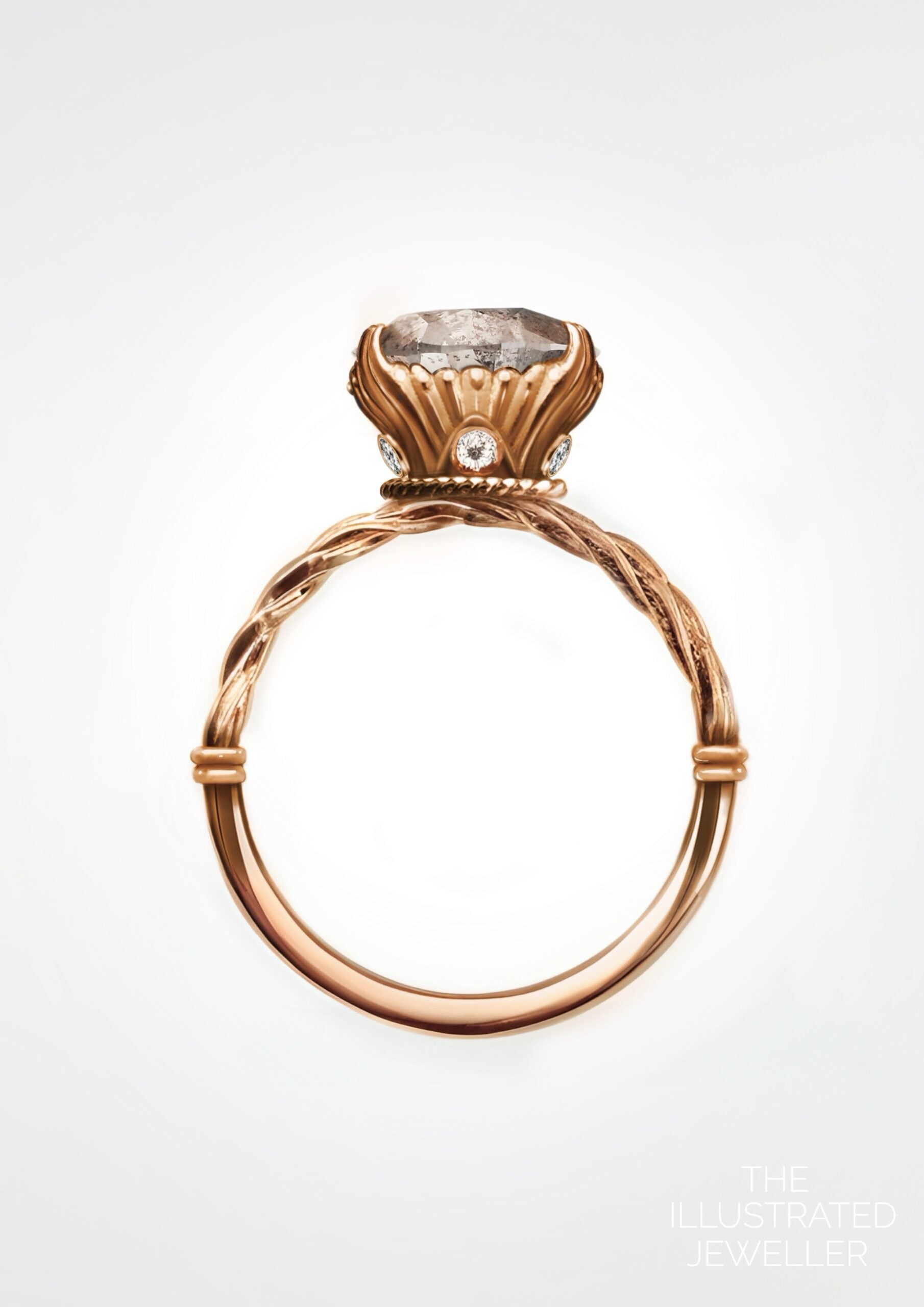 Swallow tail diamond engagement ring Rose gold