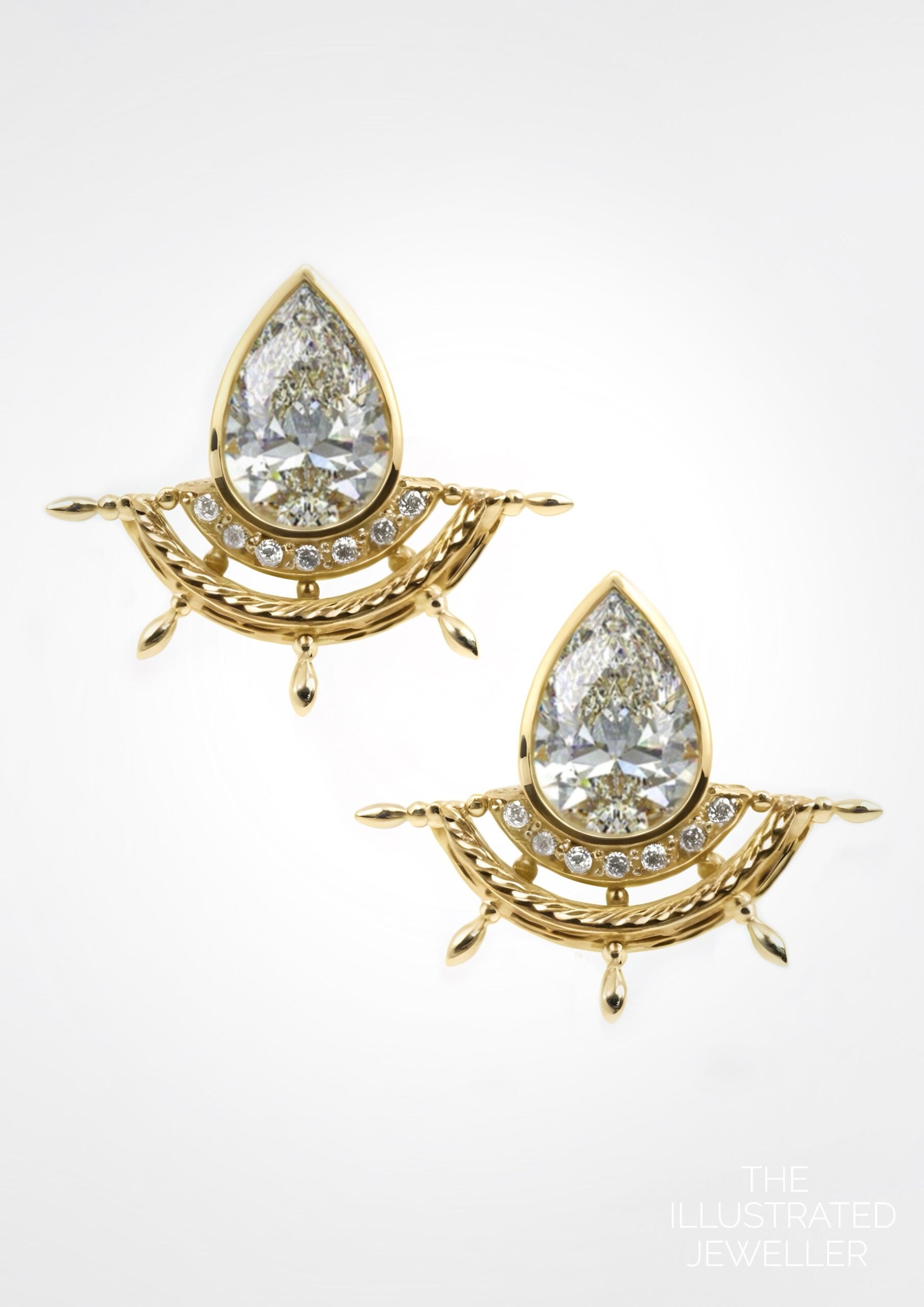 Pear diamond Ship wreck earrings Yellow gold (mirror finish)