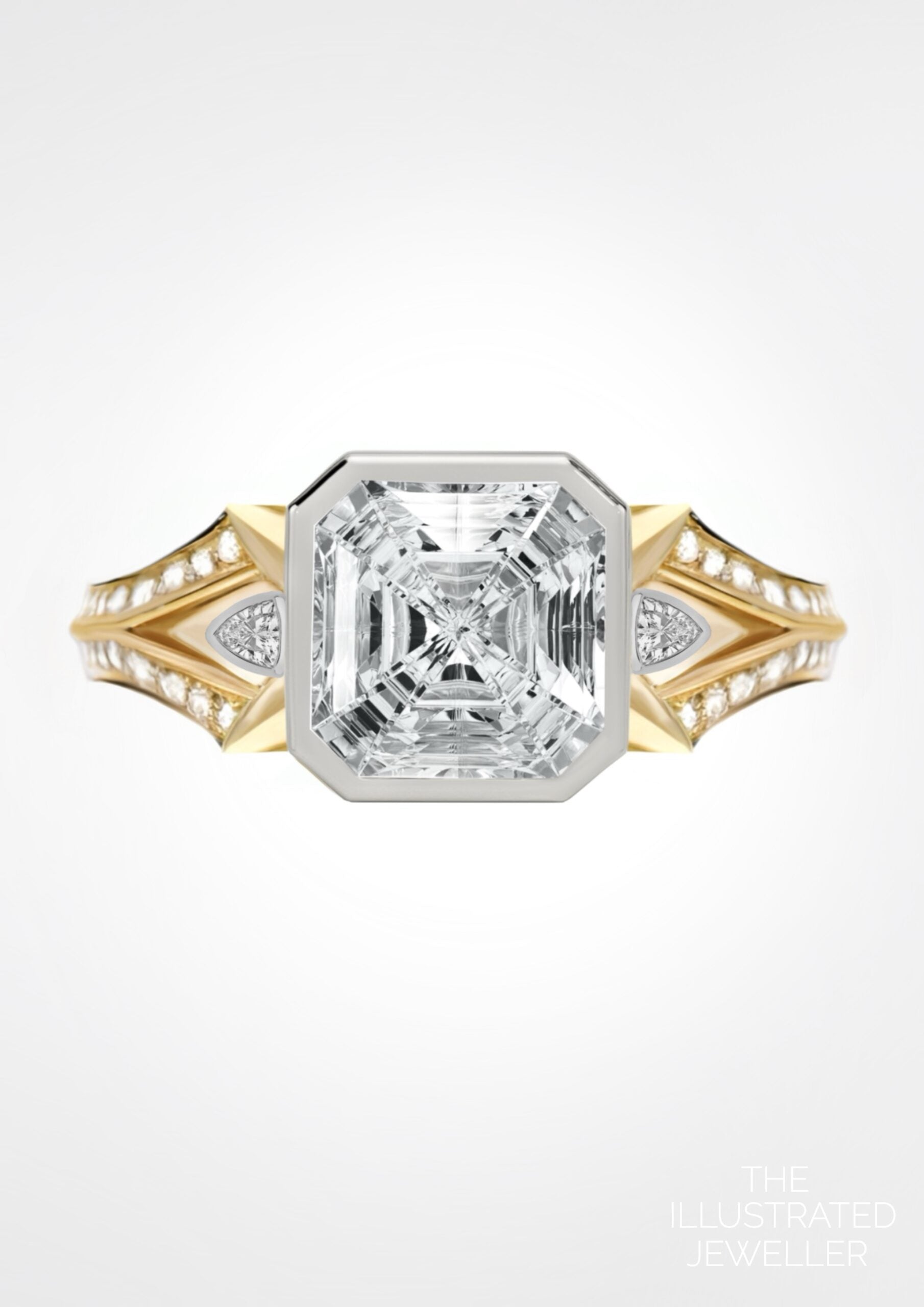 LUMORA Asscher Diamond Ring | Mixed Gold Design