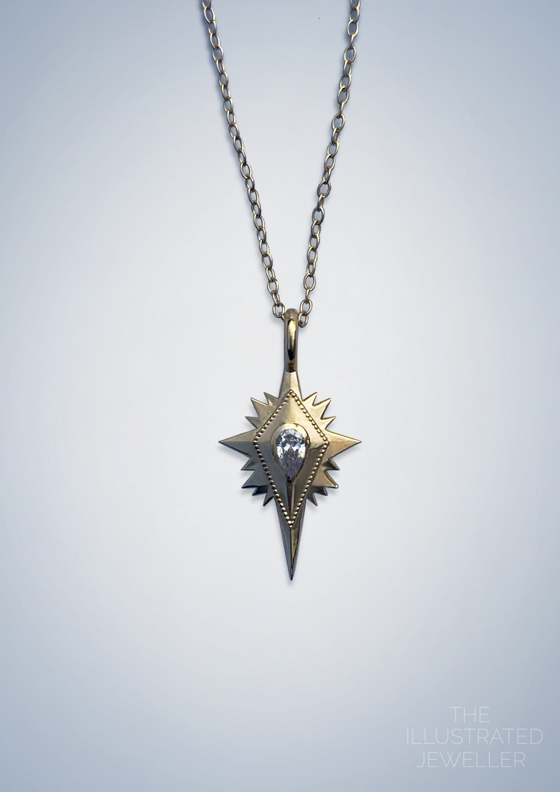 Northern star gold pendant, vegan leather strap, ultra thin trace chain