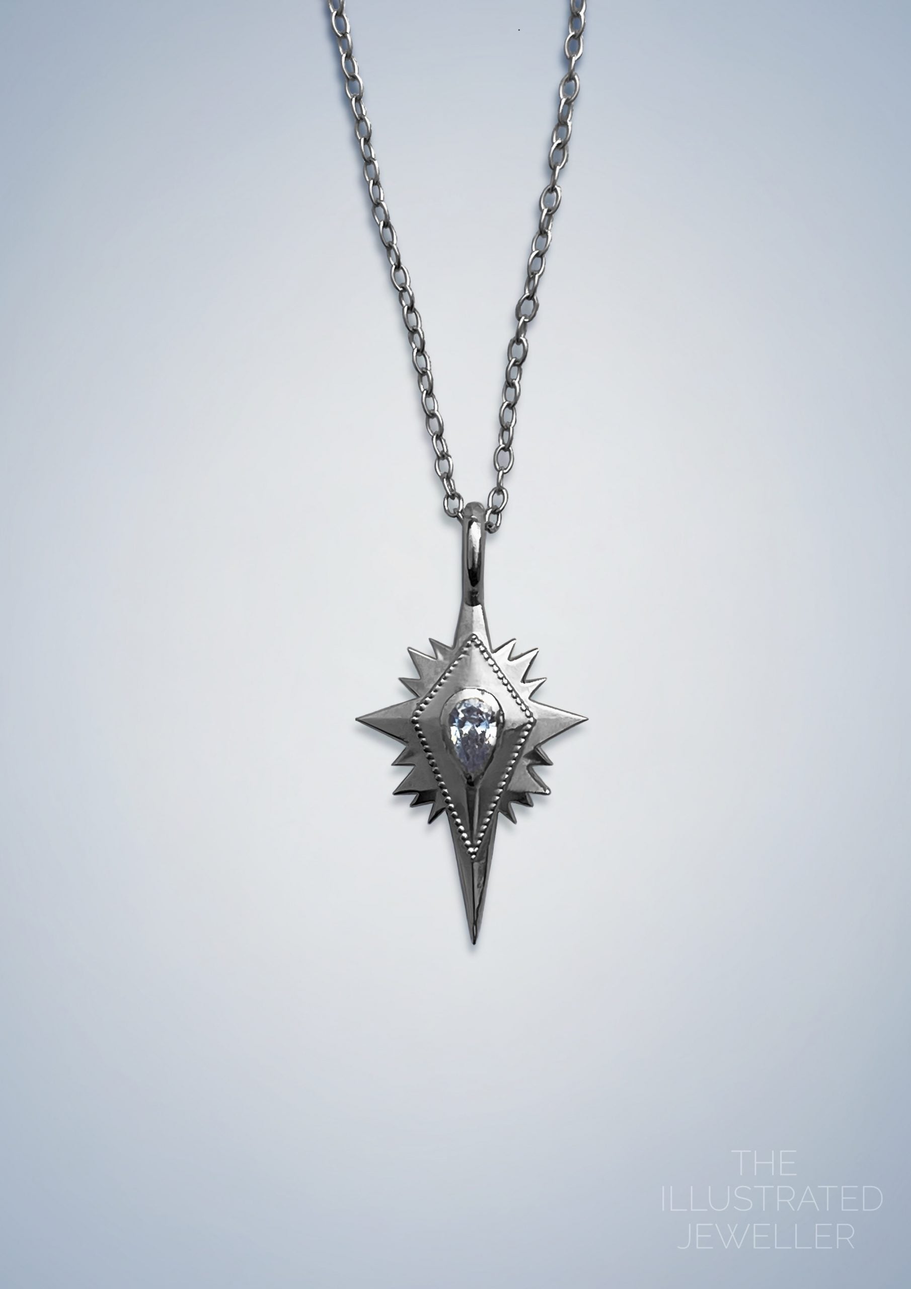 Northern star silver necklace, leather strap, LONG trace chain