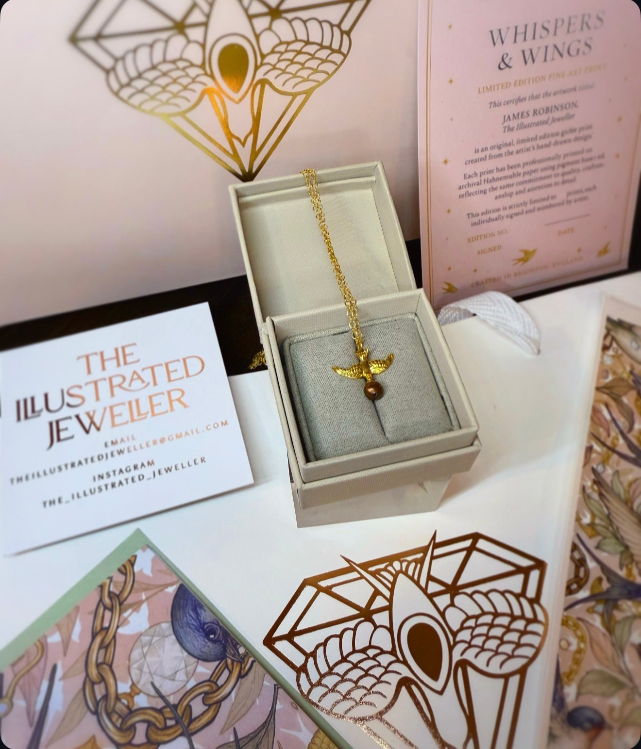 Xmas Luxe Gift Set – Swallow Charm & Whispers and Wings Print