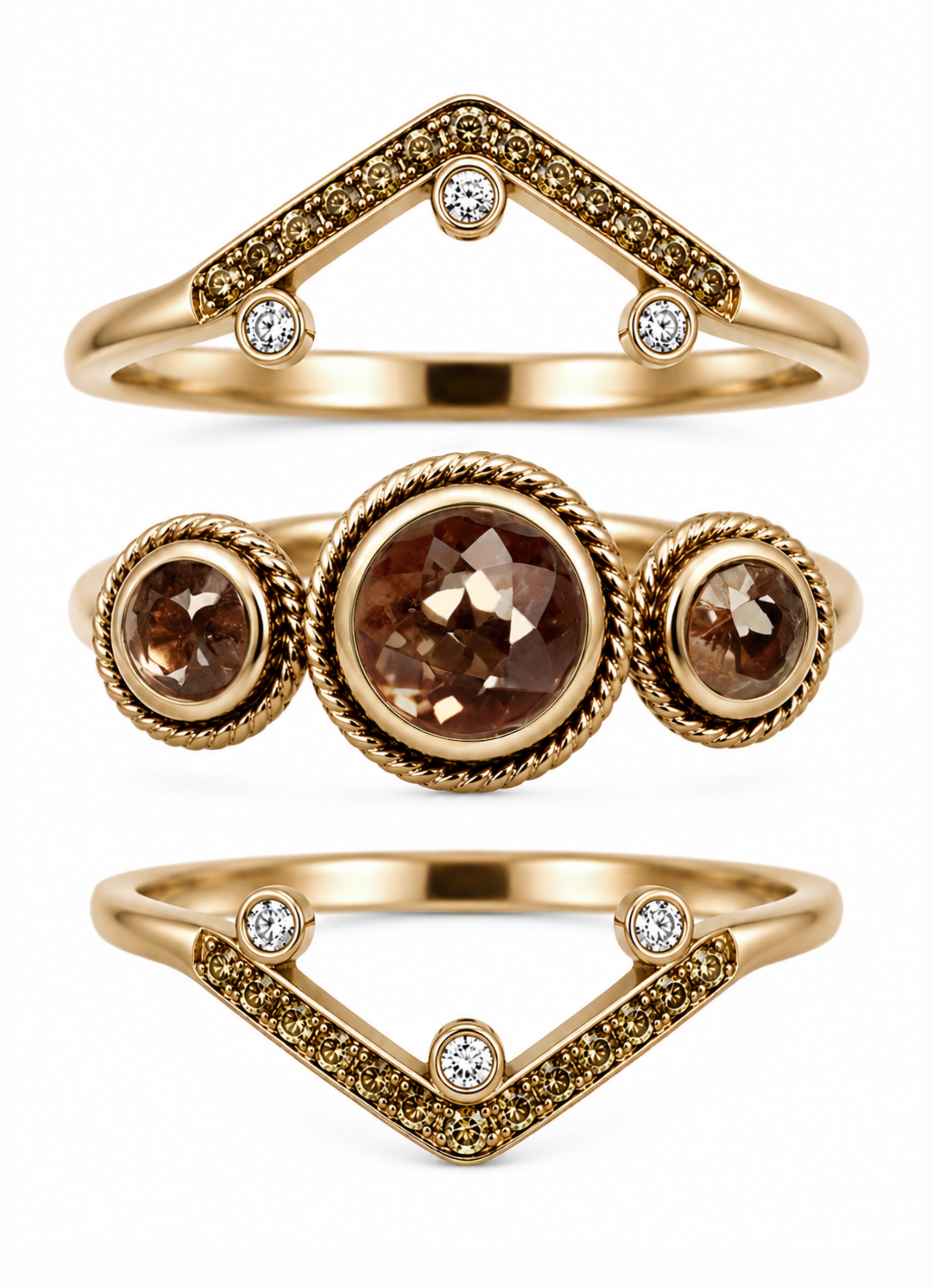 Celestial Twisted Rope Diamond Ring Stack