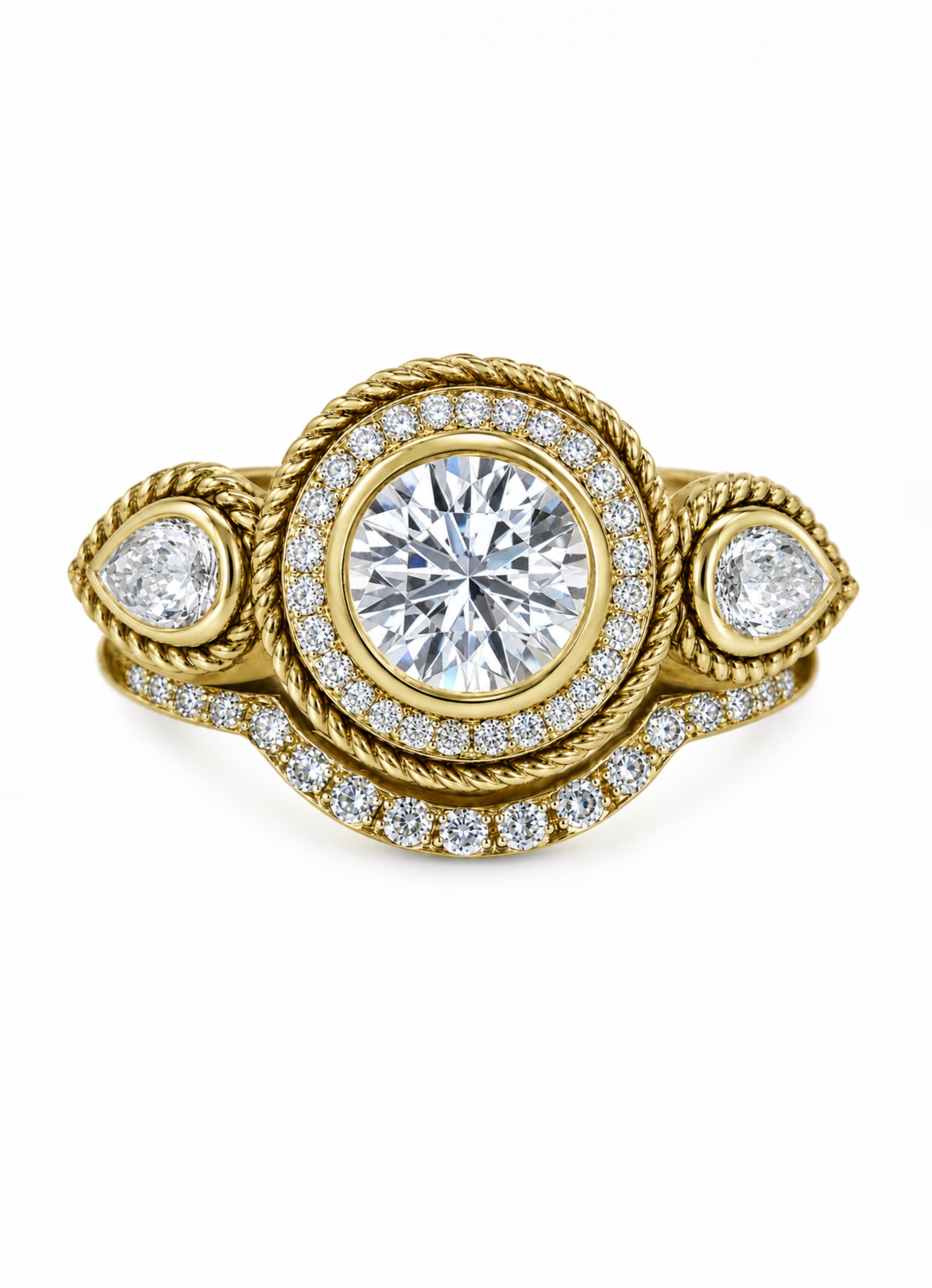 Total Eclipse Diamond Ring & Pavé Wedding Band Set