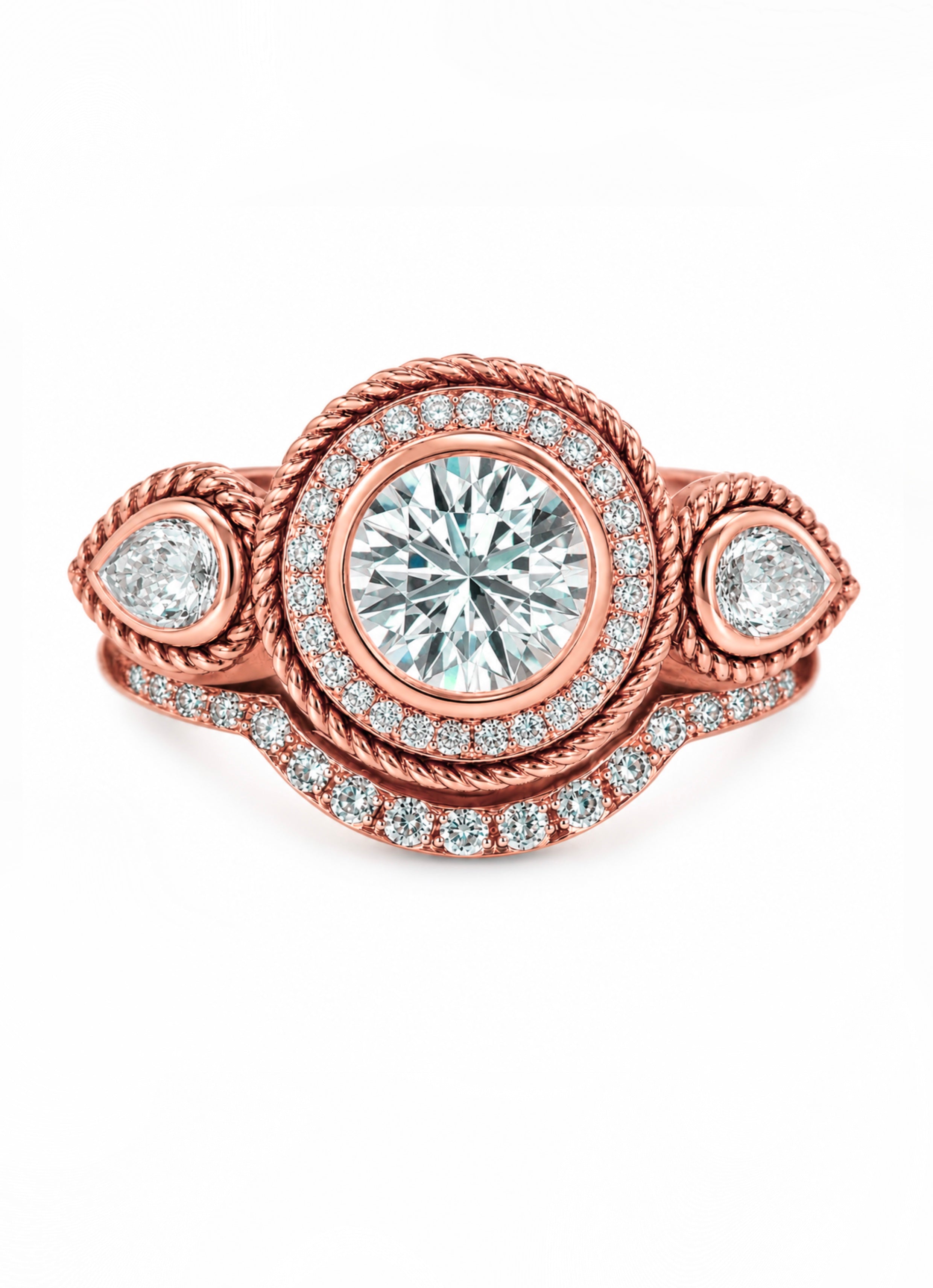 Total Eclipse Diamond Ring & Pavé Wedding Band Set